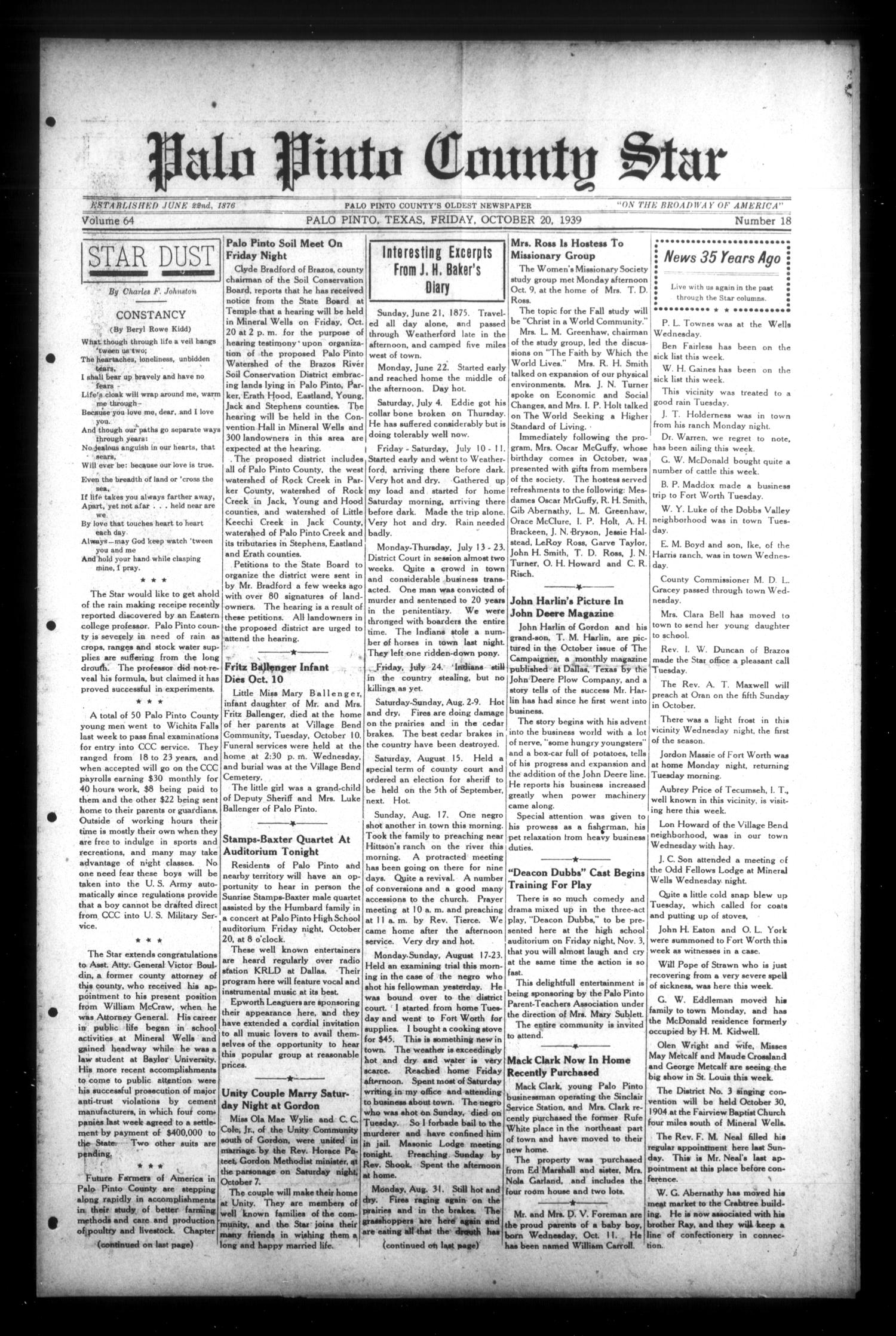 Palo Pinto County Star (Palo Pinto, Tex.), Vol. 64, No. 18, Ed. 1(02)
