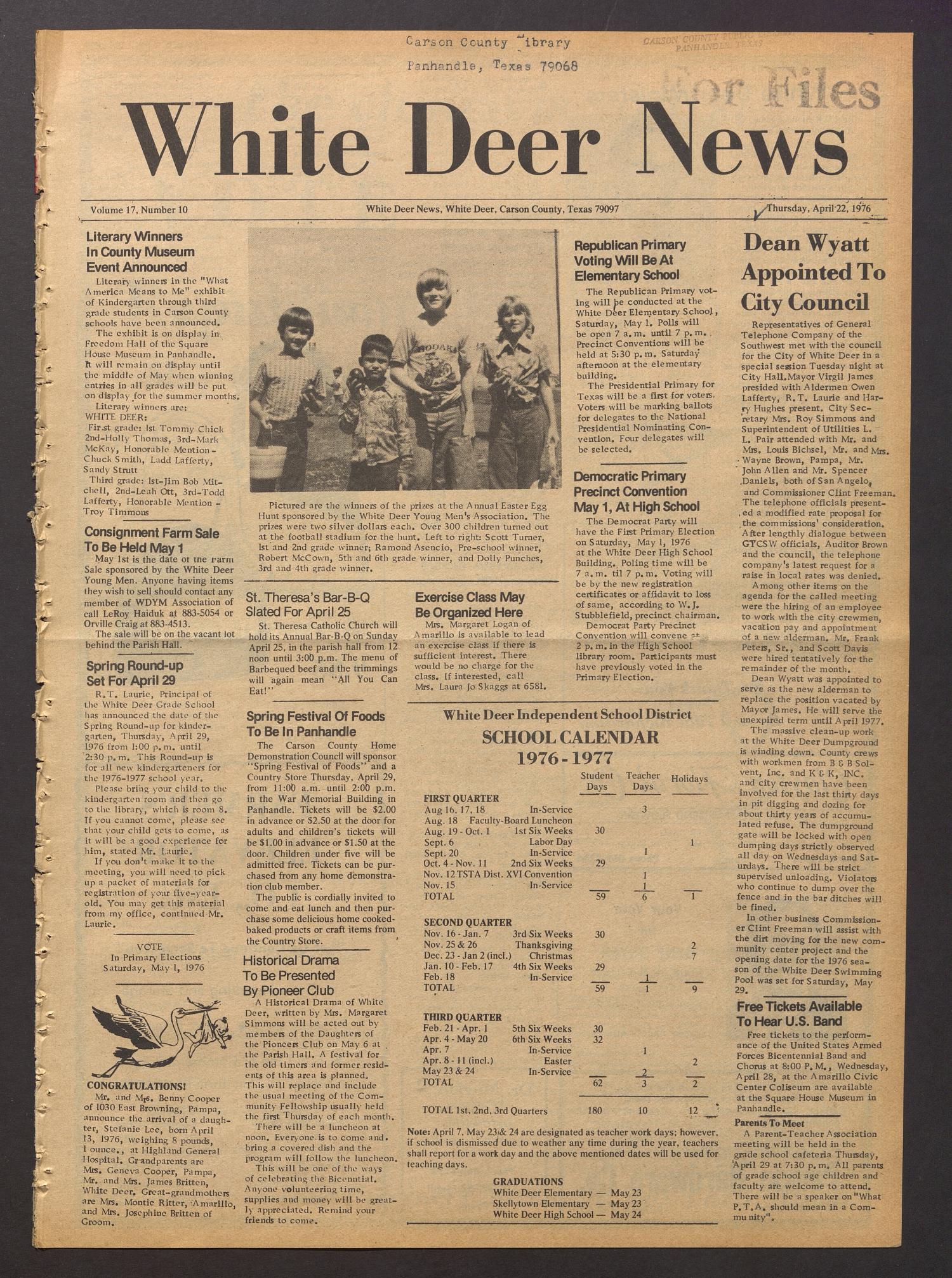 White Deer News (White Deer, Tex.), Vol. 17, No. 10, Ed. 1 Thursday