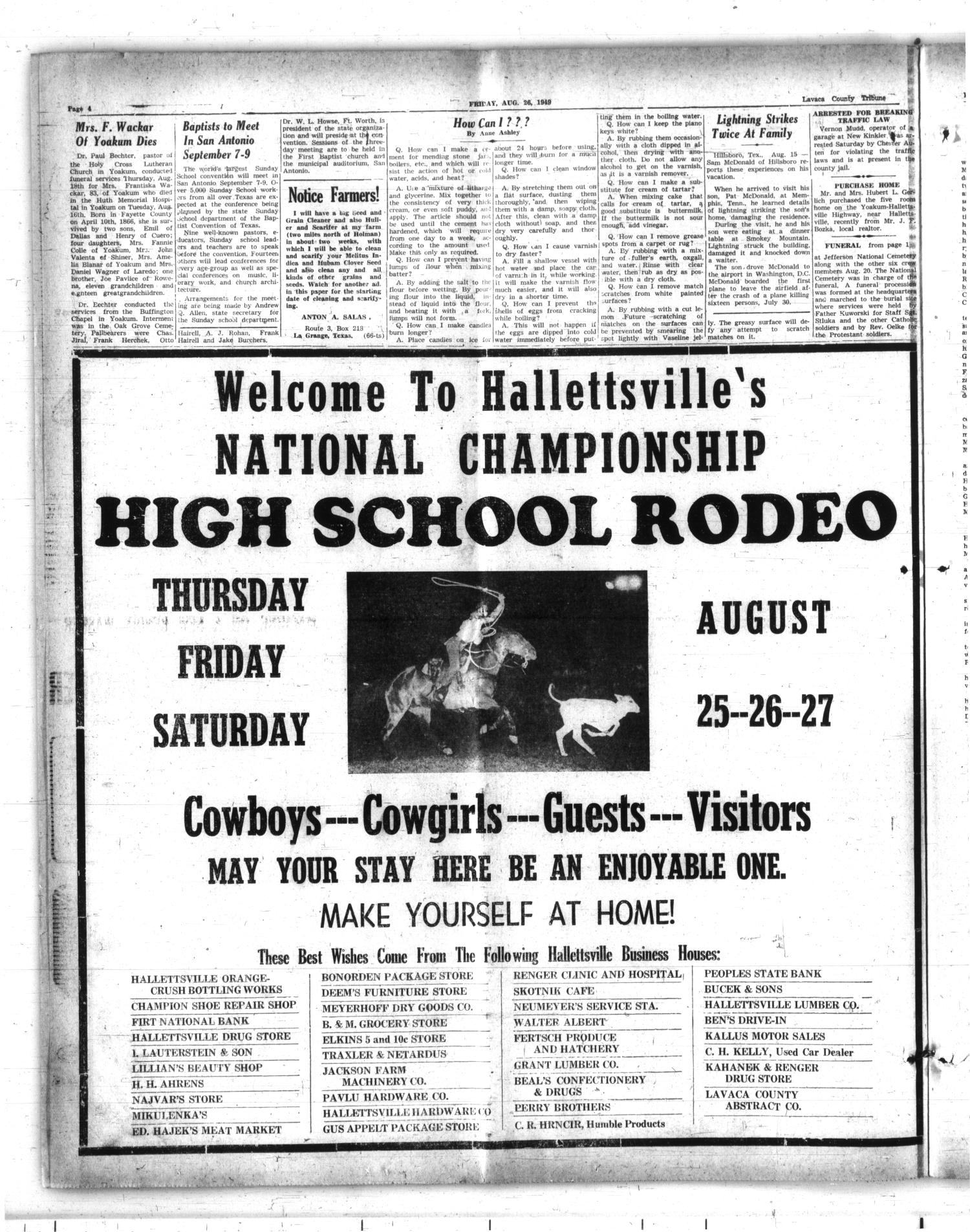 The Lavaca County Tribune (Hallettsville, Tex.), Vol. 18, No. 66, Ed. 1