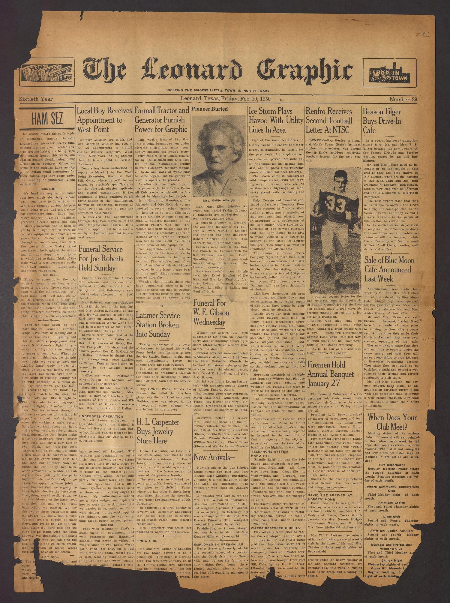 The Leonard Graphic (Leonard, Tex.), Vol. 60, No. 39, Ed. 1 Friday