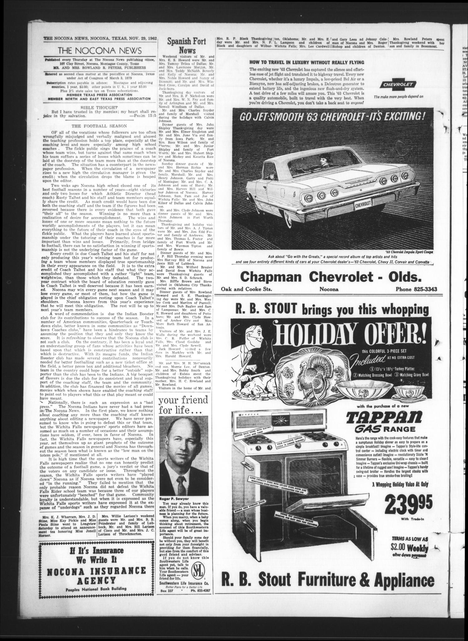 The Nocona News (Nocona, Tex.), Vol. 57, No. 27, Ed. 1 Thursday, November 29, 1962 Page 2 of