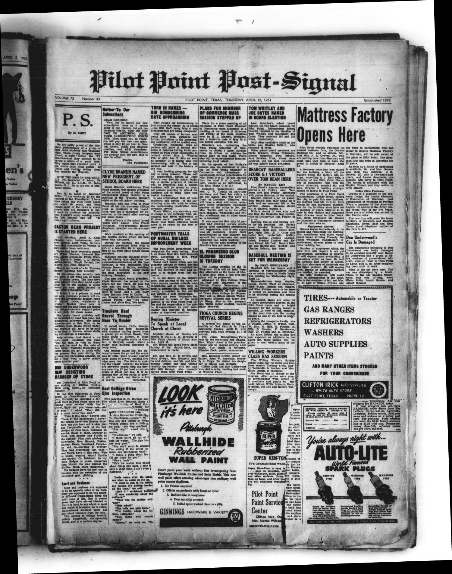 Pilot Point PostSignal (Pilot Point, Tex.), Vol. 73, No. 33, Ed. 1