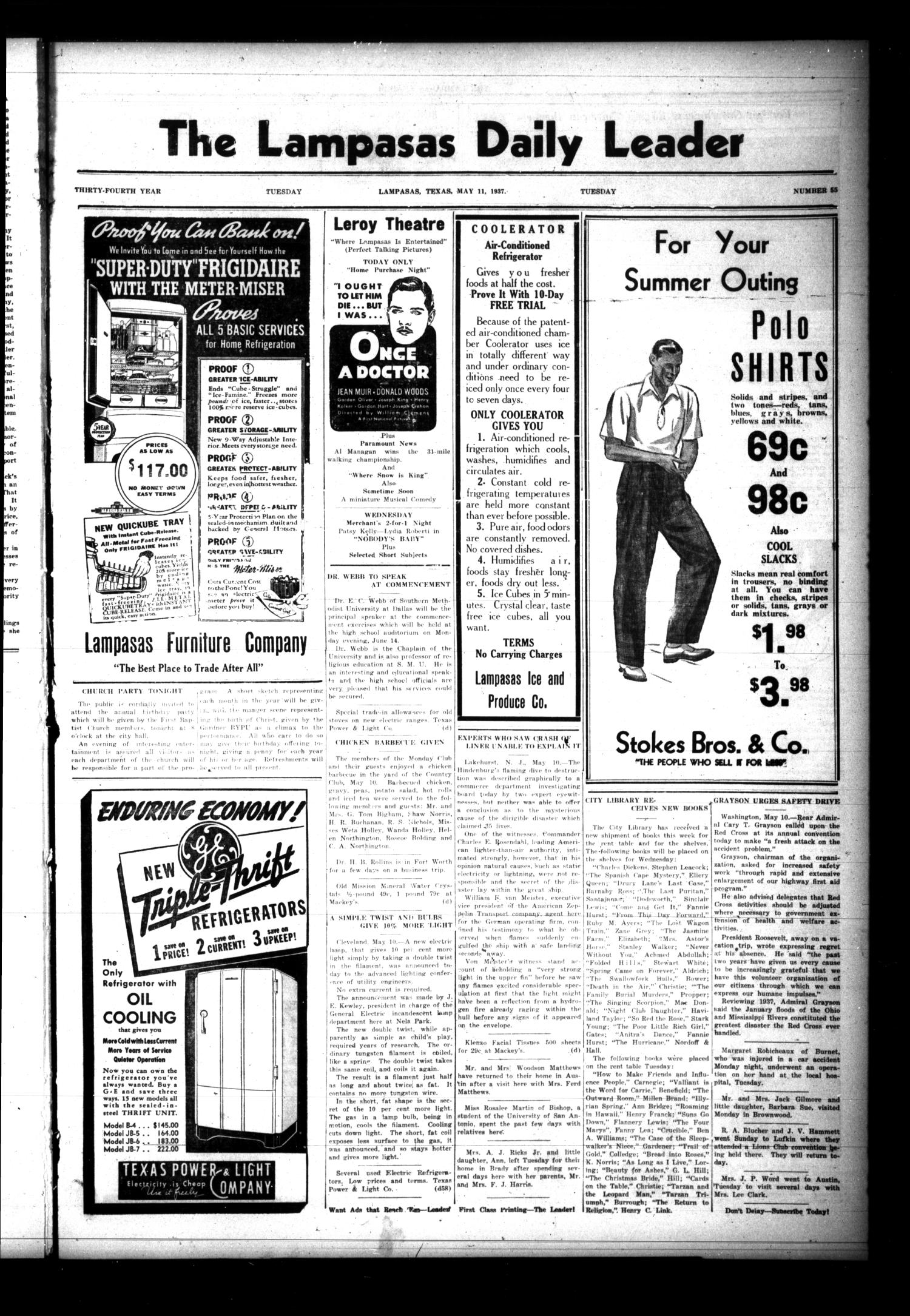 The Lampasas Daily Leader (Lampasas, Tex.), Vol. 34, No. 56, Ed. 1