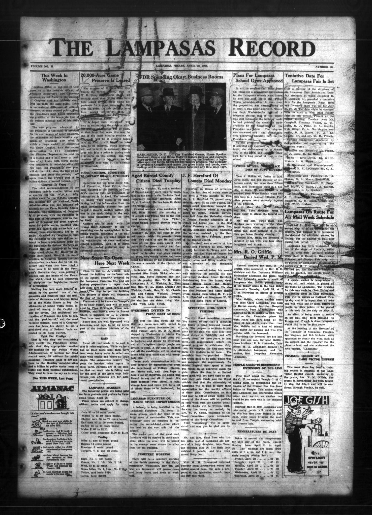 The Lampasas Record (Lampasas, Tex.), Vol. 31, No. 38, Ed. 1 Thursday