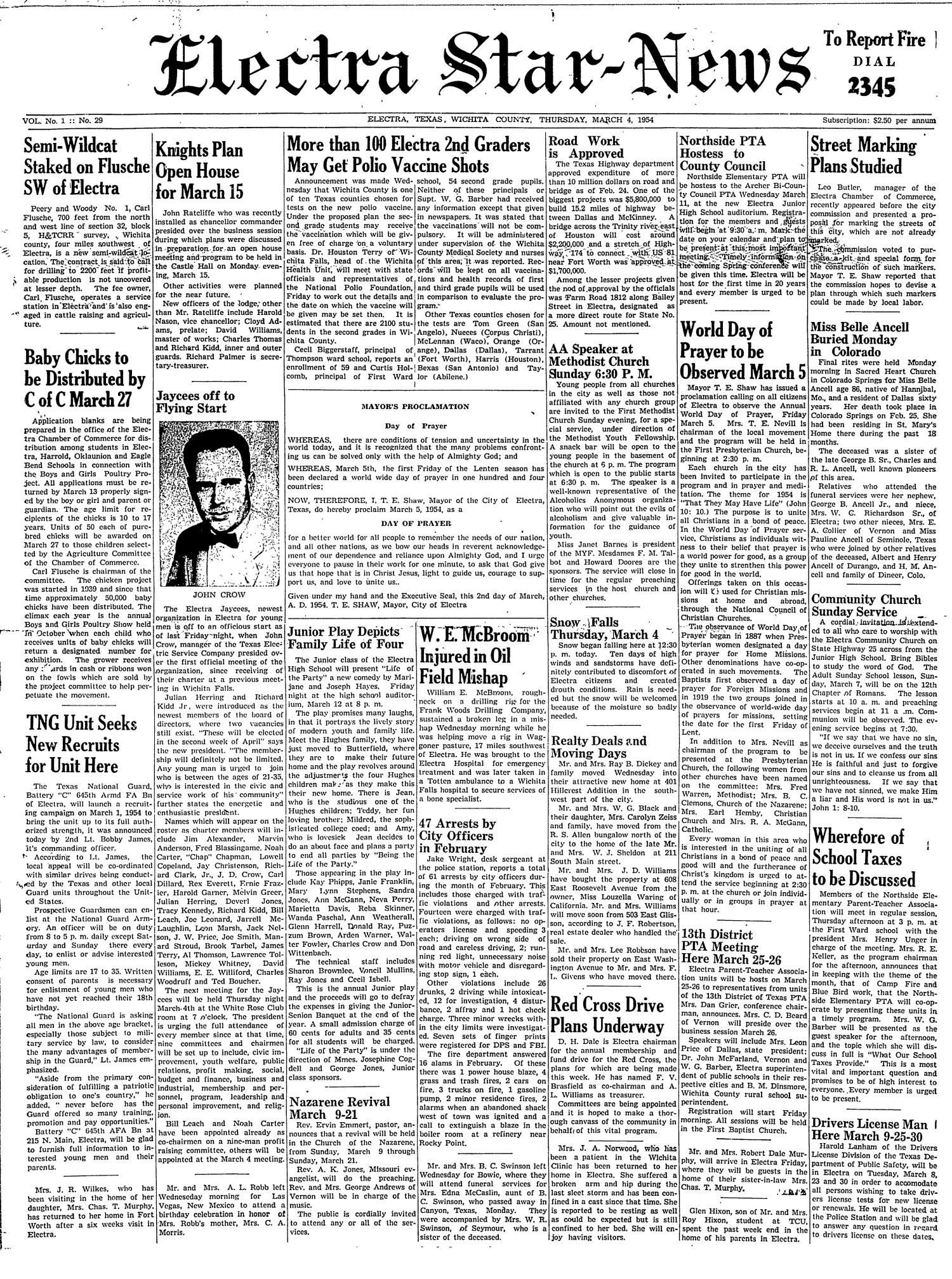 Electra StarNews (Electra, Tex.), Vol. 1, No. 29, Ed. 1 Thursday