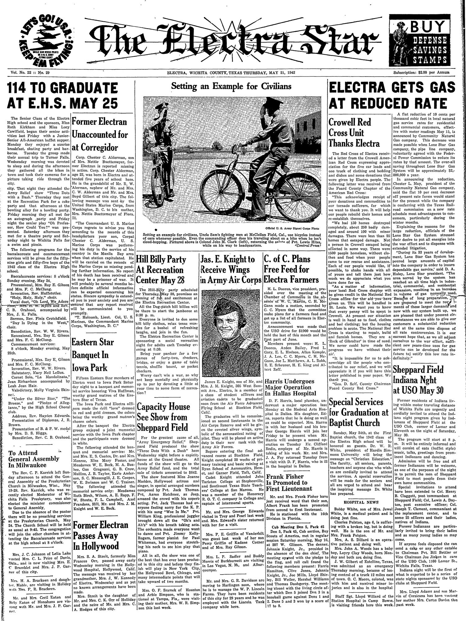 The Electra Star (Electra, Tex.), Vol. 22, No. 29, Ed. 1 Thursday, May