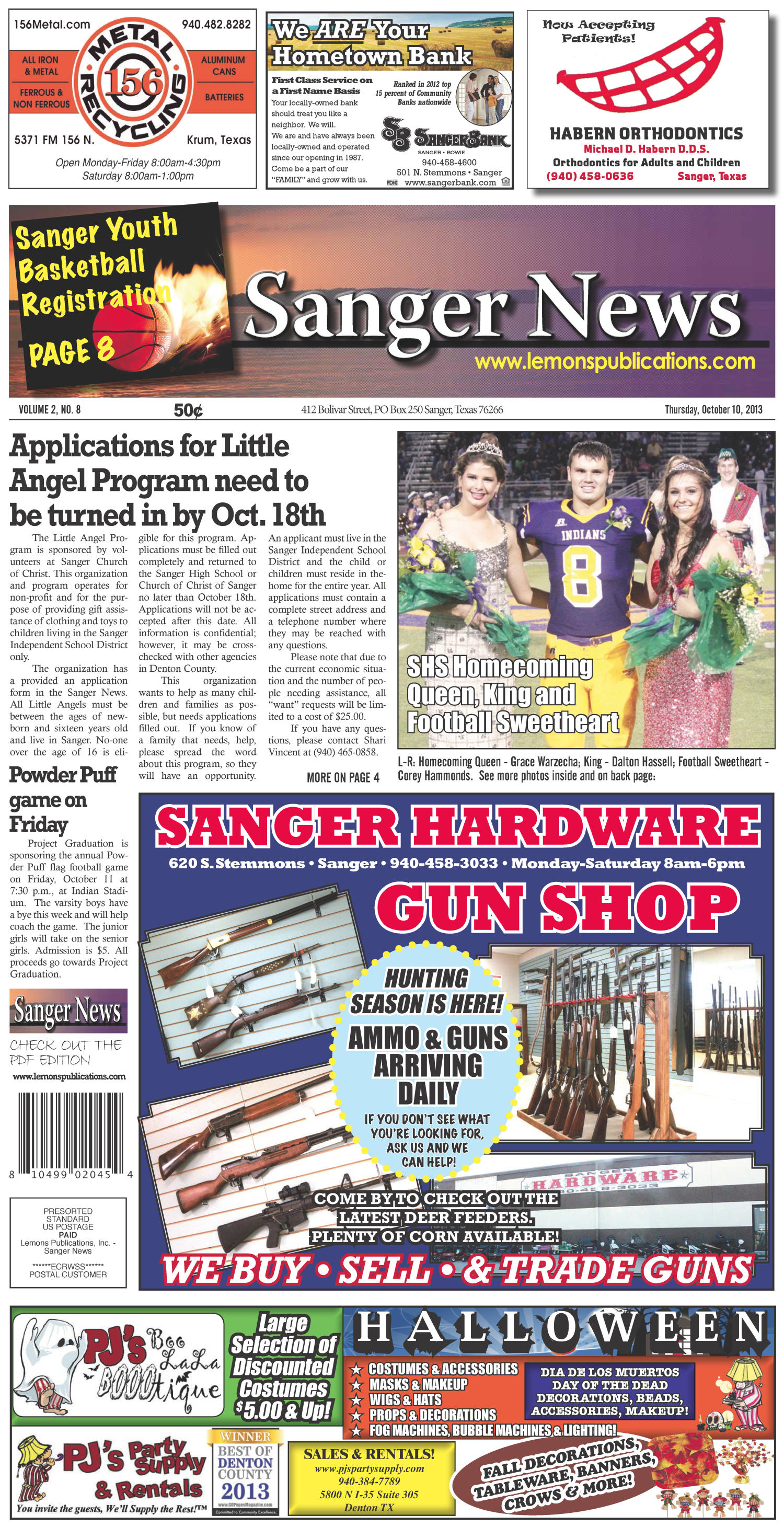 Sanger News (Sanger, Tex.), Vol. 2, No. 8, Ed. 1 Thursday, October 10, 2013 The Portal to