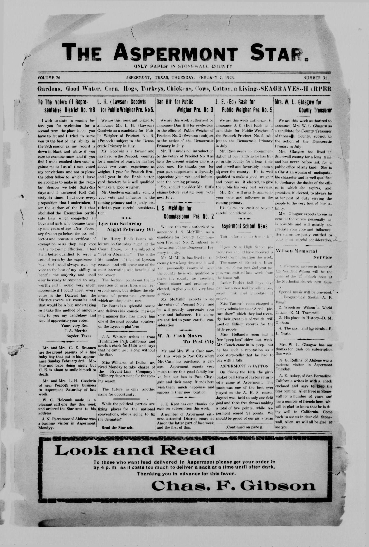 The Aspermont Star (Aspermont, Tex.), Vol. 26, No. 31, Ed. 1 Thursday
