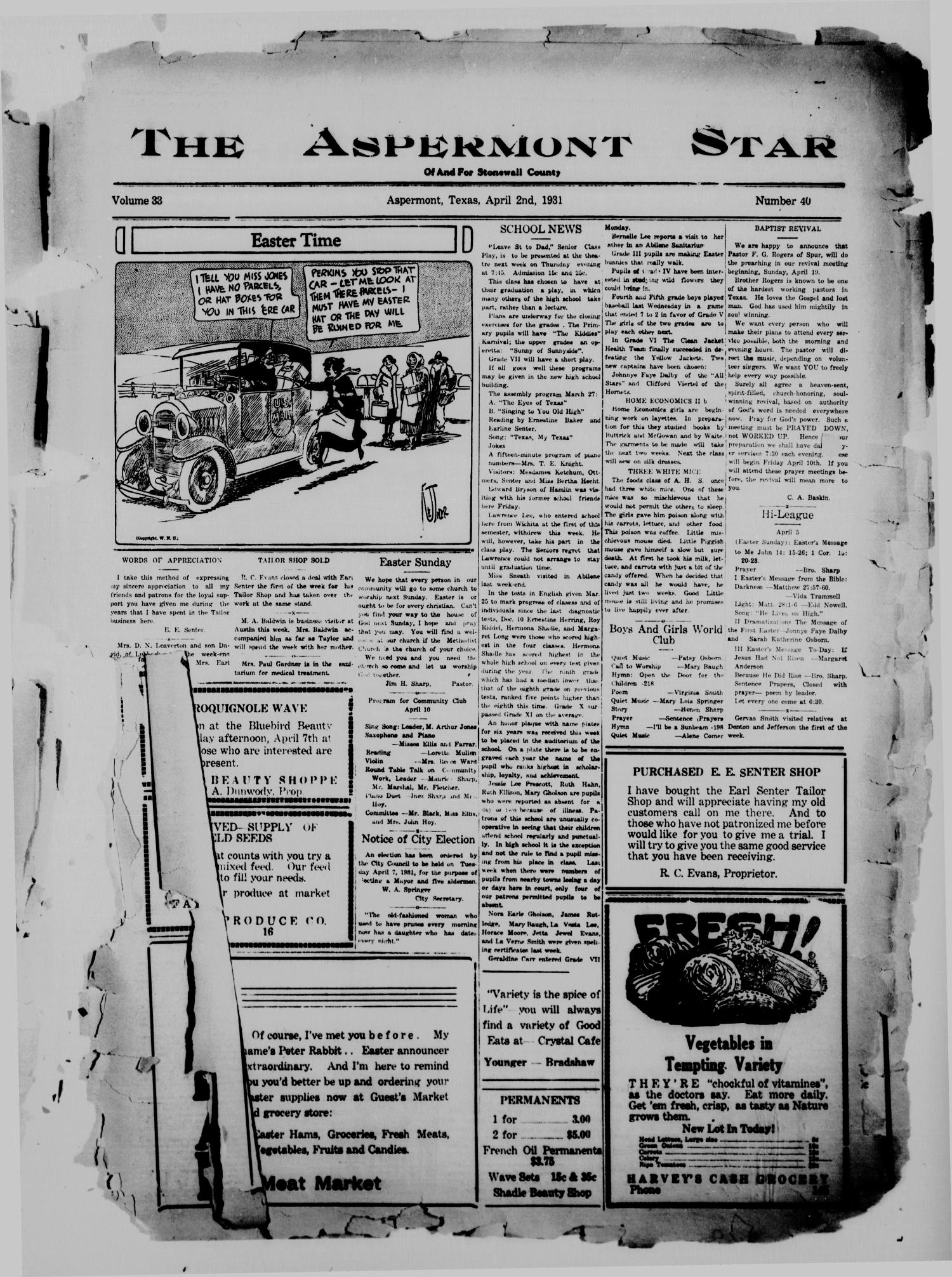 The Aspermont Star (Aspermont, Tex.), Vol. 33, No. 40, Ed. 1 Thursday