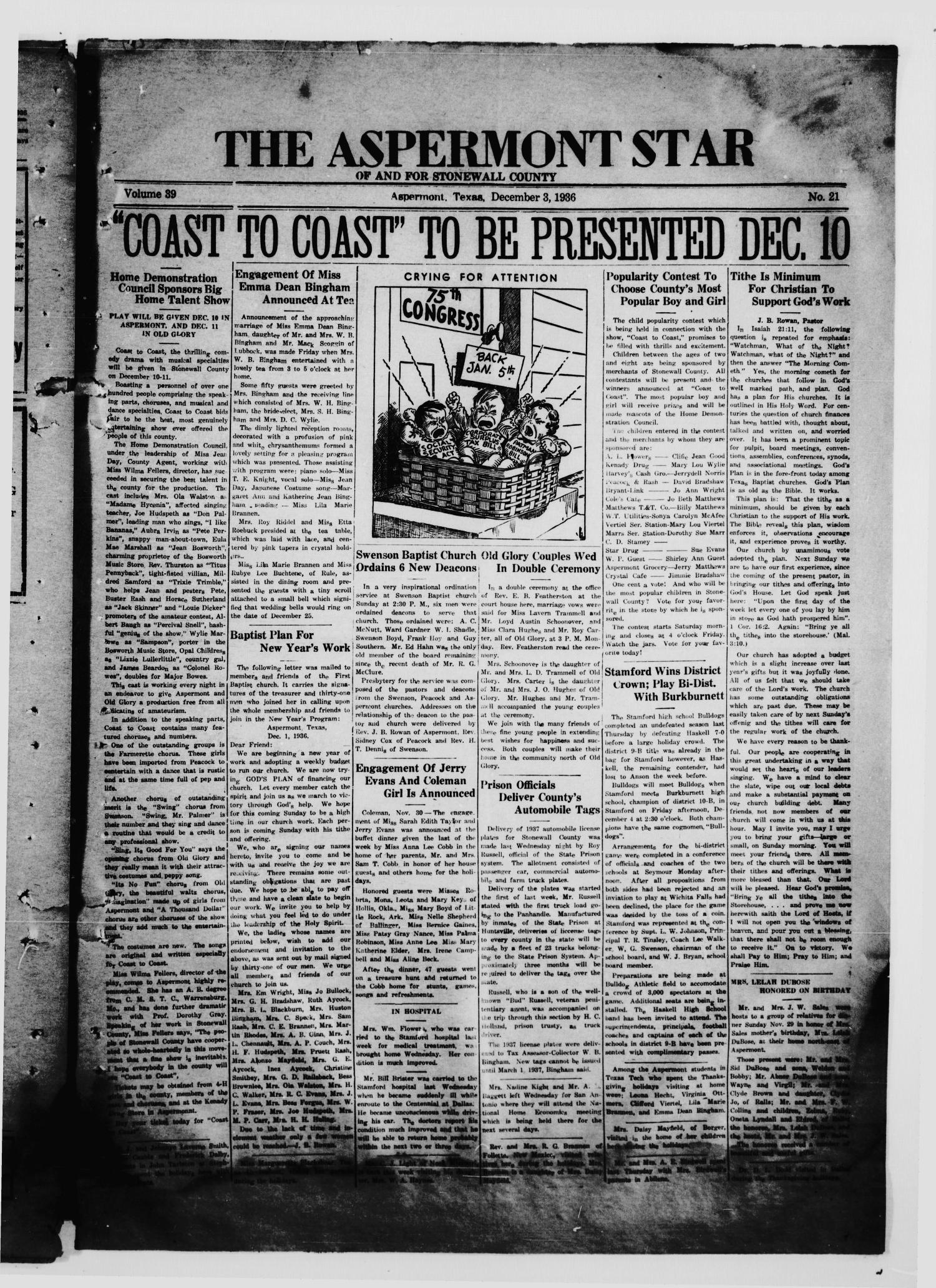 The Aspermont Star (Aspermont, Tex.), Vol. 39, No. 21, Ed. 1 Thursday