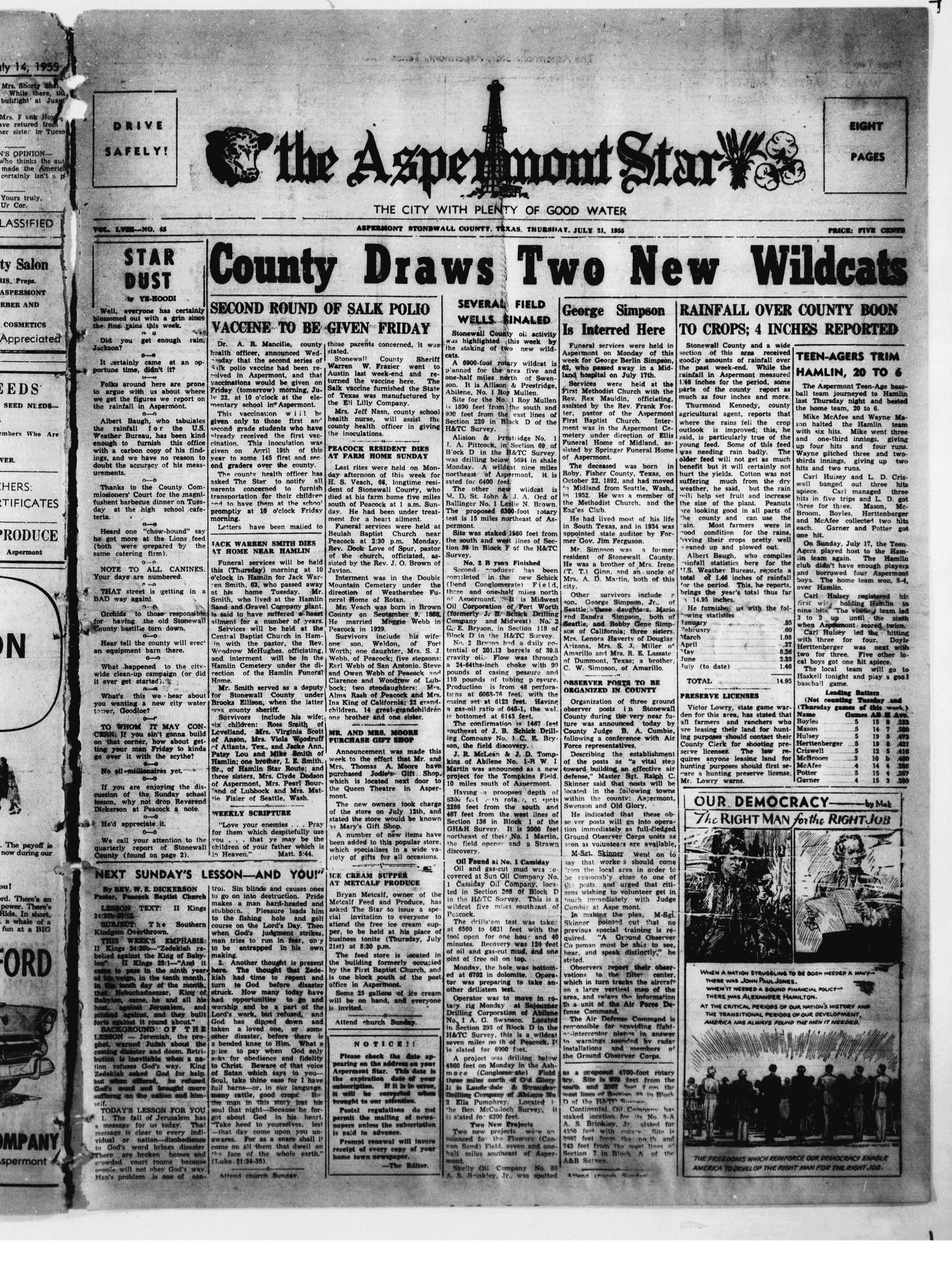 The Aspermont Star (Aspermont, Tex.), Vol. 58, No. 45, Ed. 1 Thursday
