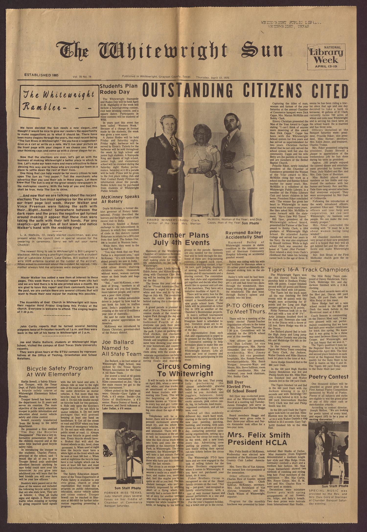 The Whitewright Sun (Whitewright, Tex.), Vol. 70, No. 16, Ed. 1