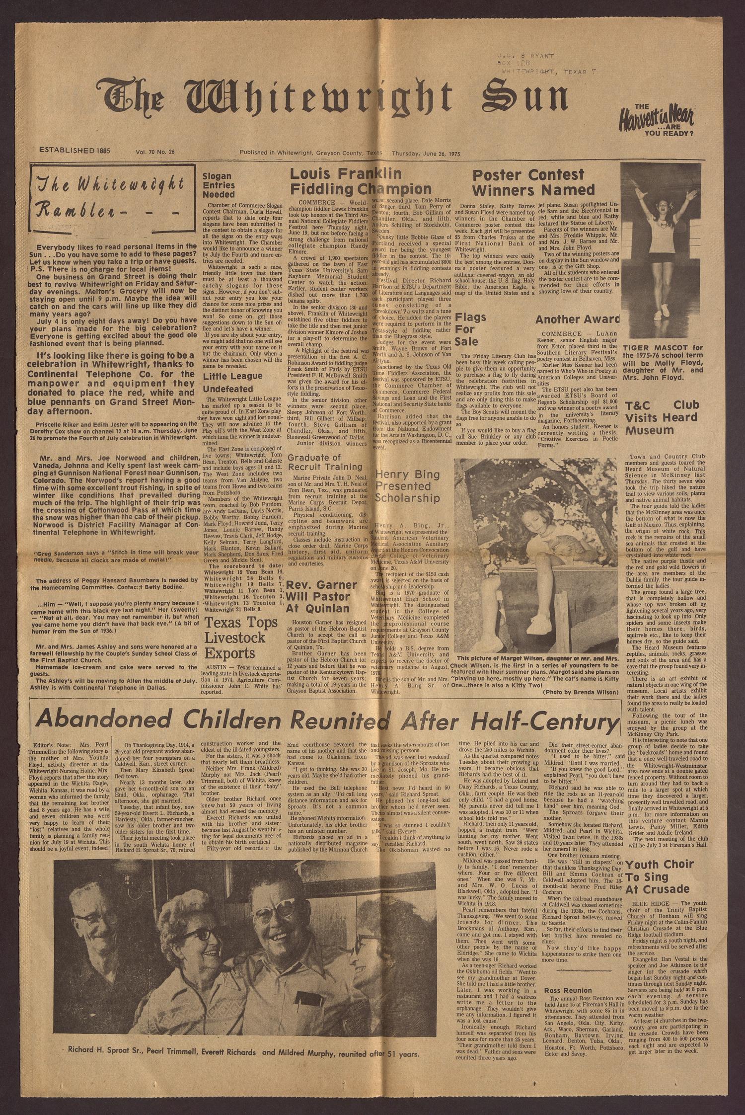 The Whitewright Sun (Whitewright, Tex.), Vol. 70, No. 26, Ed. 1
