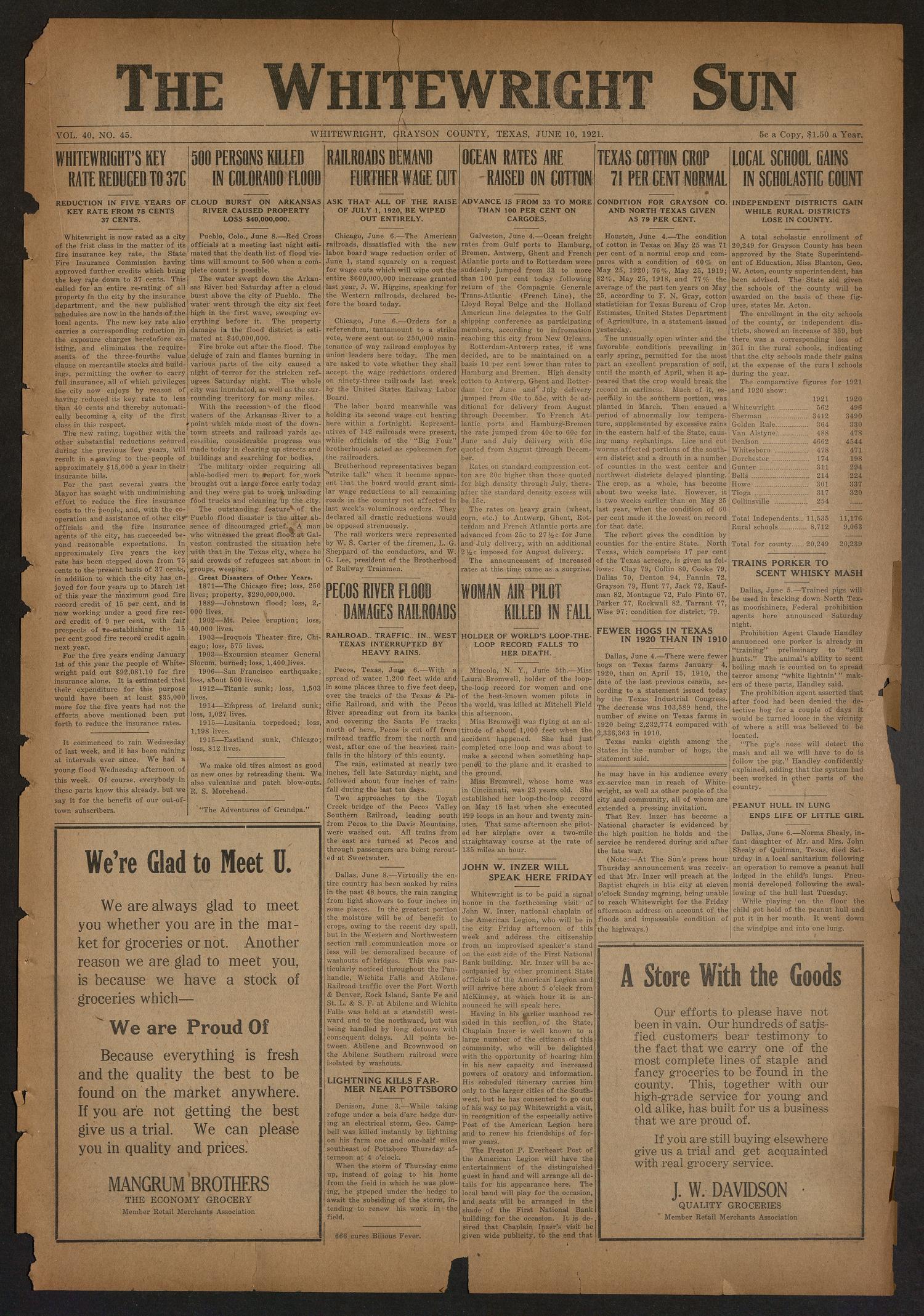 The Whitewright Sun (Whitewright, Tex.), Vol. 40, No. 45, Ed. 1 Friday