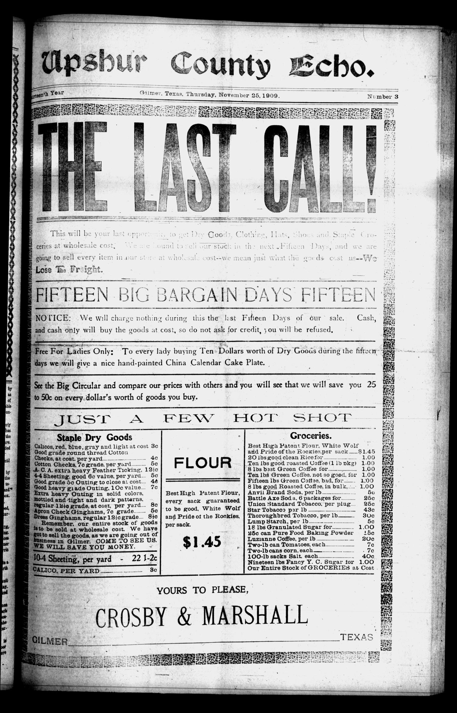 Upshur County Echo. (Gilmer, Tex.), Vol. 13, No. 3, Ed. 1 Thursday