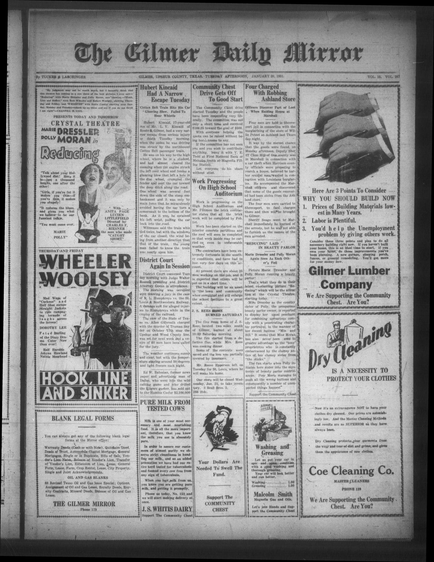 The Gilmer Daily Mirror (Gilmer, Tex.), Vol. 15, No. 267, Ed. 1 Tuesday