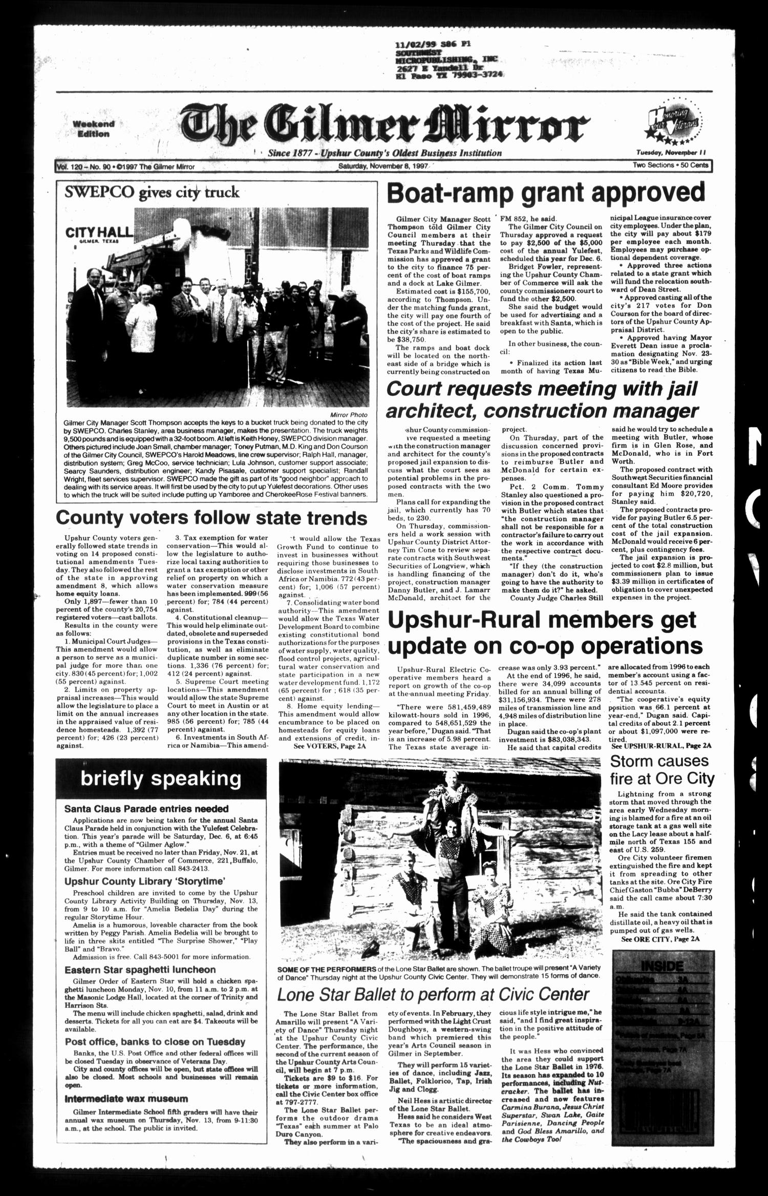 The Gilmer Mirror (Gilmer, Tex.), Vol. 120, No. 90, Ed. 1 Saturday