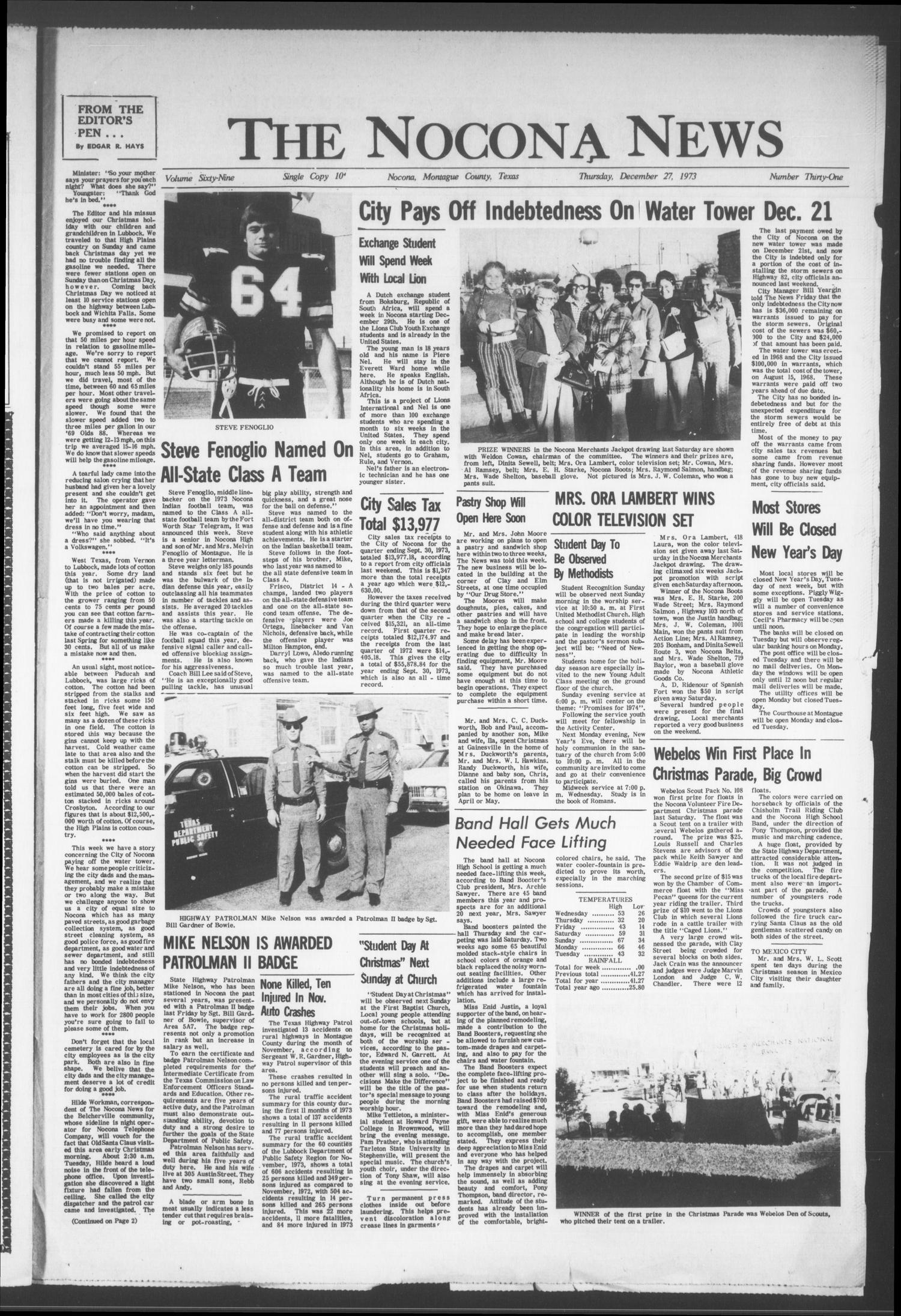 The Nocona News (Nocona, Tex.), Vol. 69, No. 31, Ed. 1 Thursday, December 27, 1973 The Portal