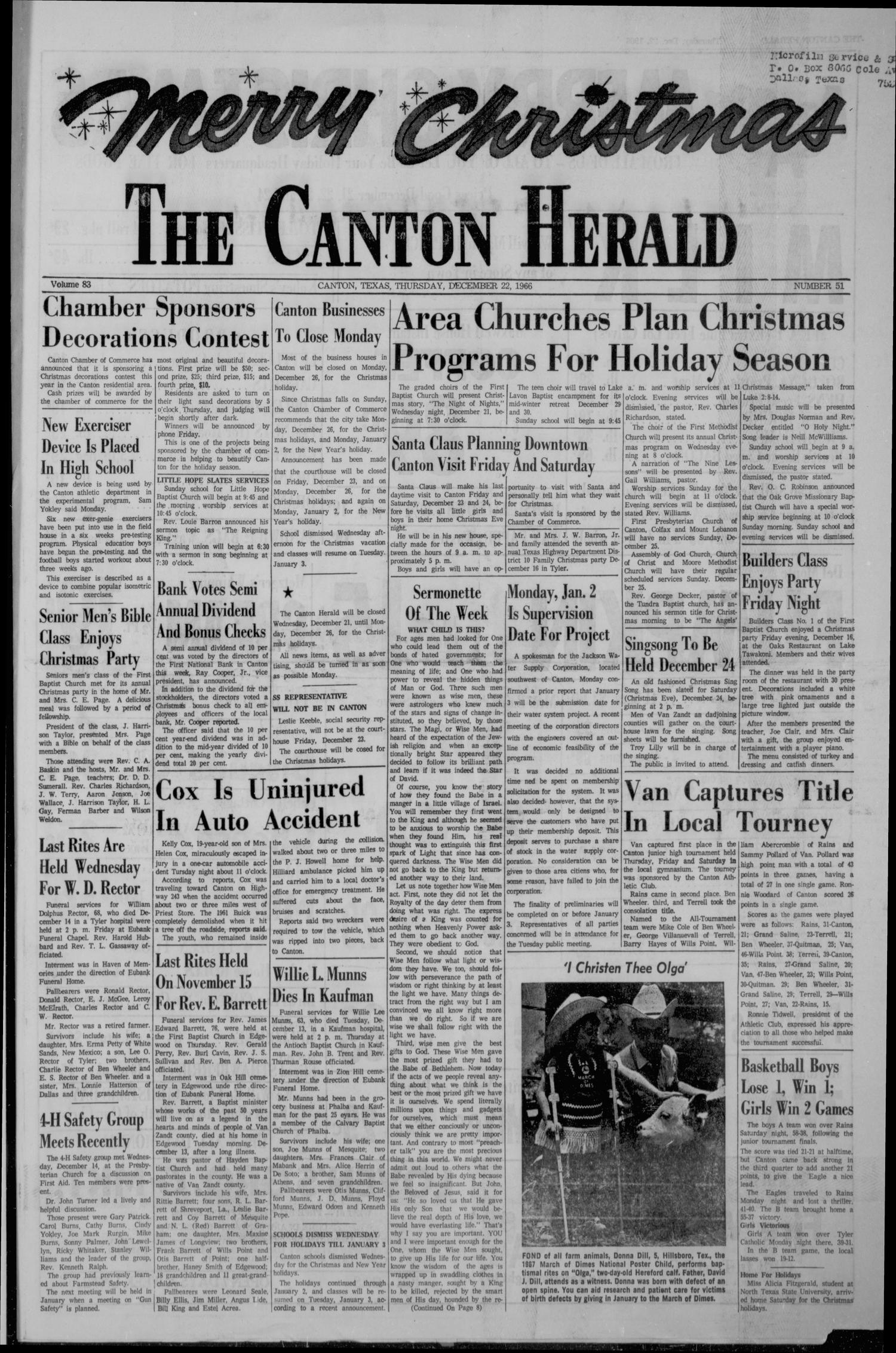 The Canton Herald (Canton, Tex.), Vol. 83, No. 51, Ed. 1 Thursday