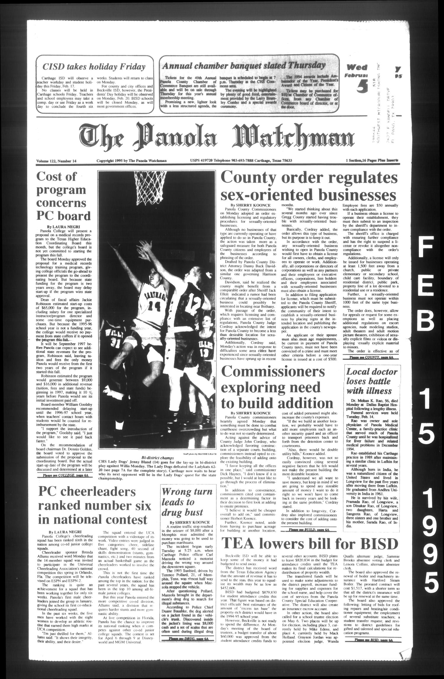 The Panola Watchman (Carthage, Tex.), Vol. 122, No. 14, Ed. 1 Wednesday(04)