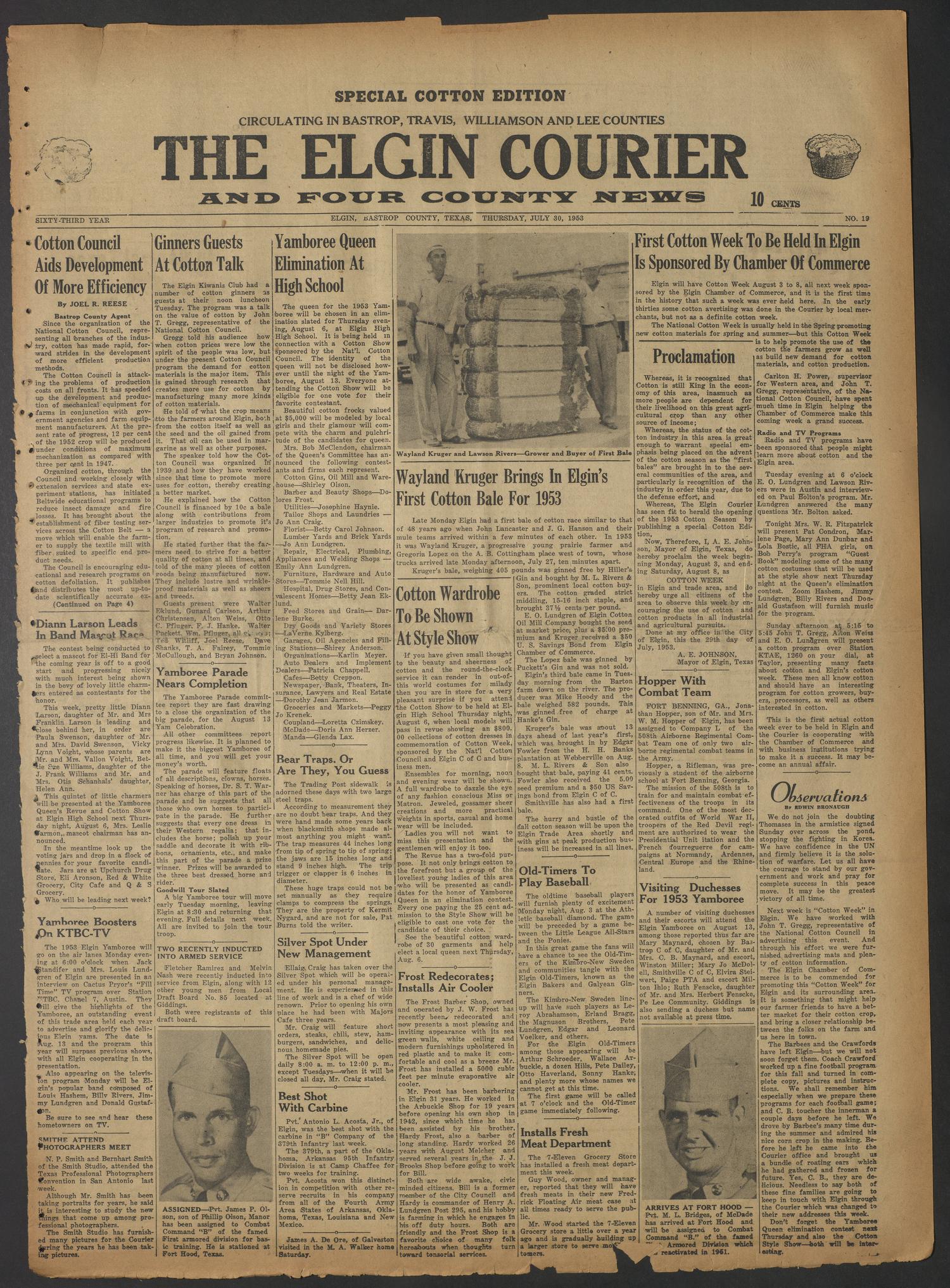 The Elgin Courier and Four County News (Elgin, Tex.), Vol. 63, No. 19