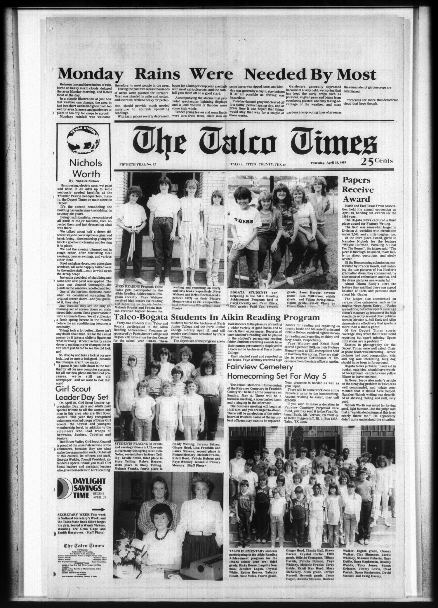 The Talco Times (Talco, Tex.), Vol. 50, No. 12, Ed. 1 Thursday, April