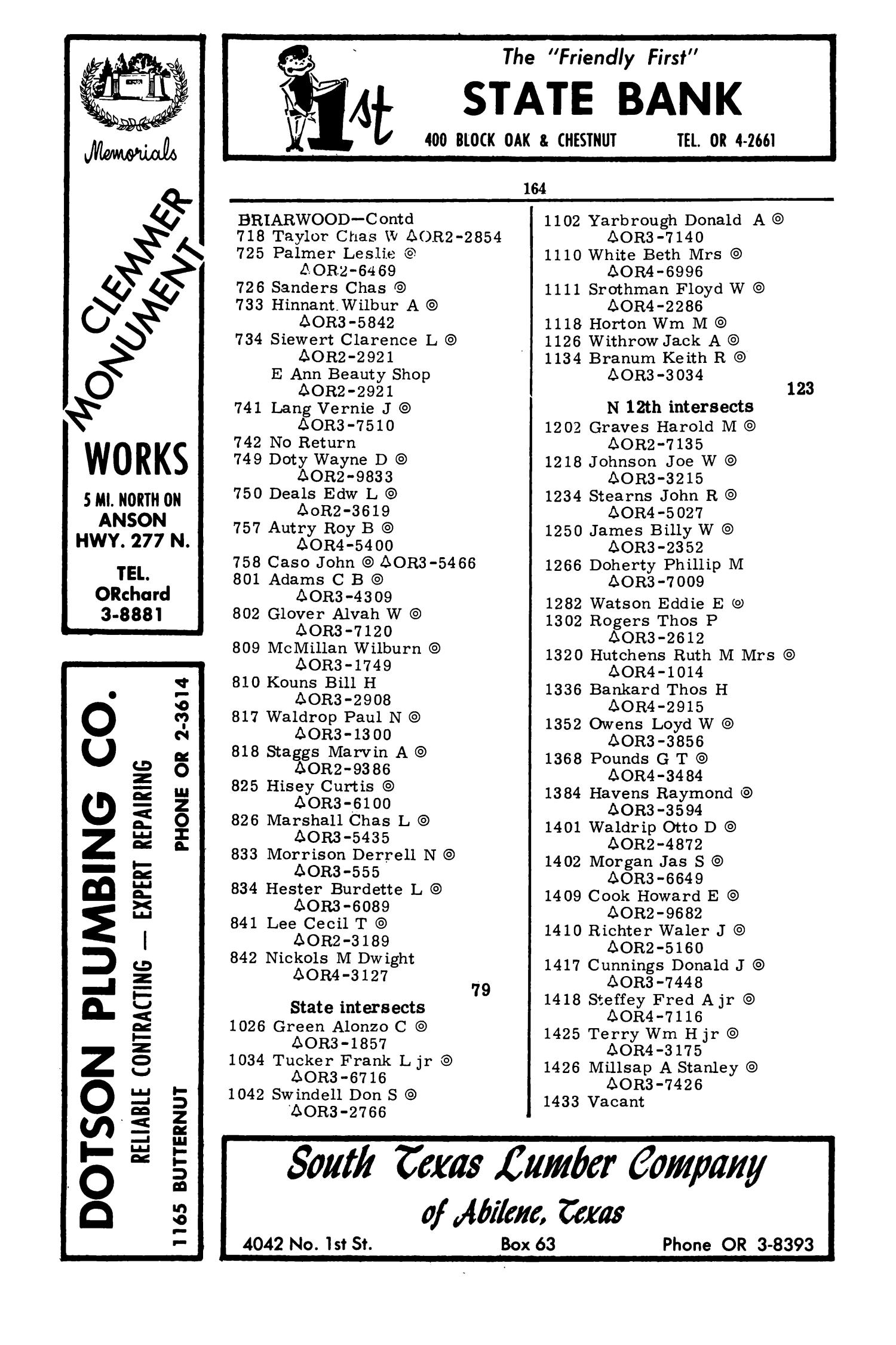 Polk's Abilene (Taylor County, Texas) City Directory, 1961 Page 164