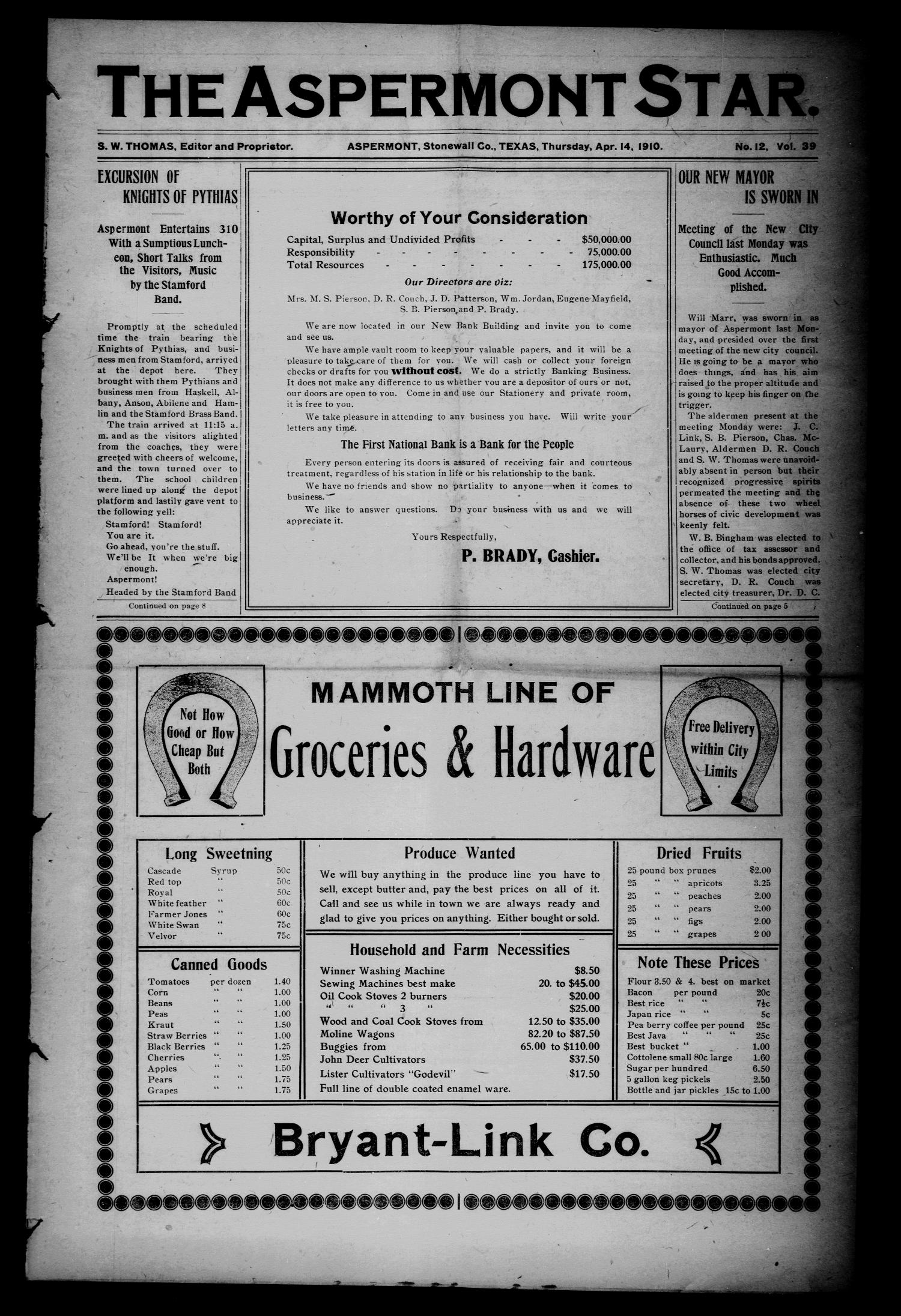 The Aspermont Star (Aspermont, Tex.), Vol. 12, No. 39, Ed. 1 Thursday