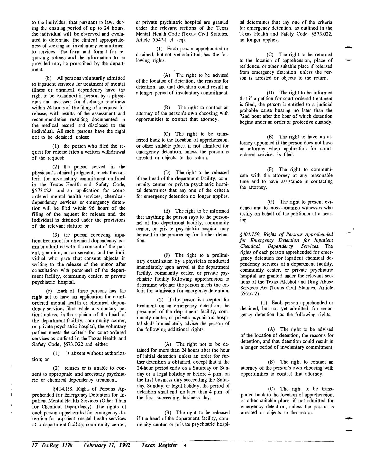 Texas Register, Volume 17, Number 11, Pages 11471257, February 11
