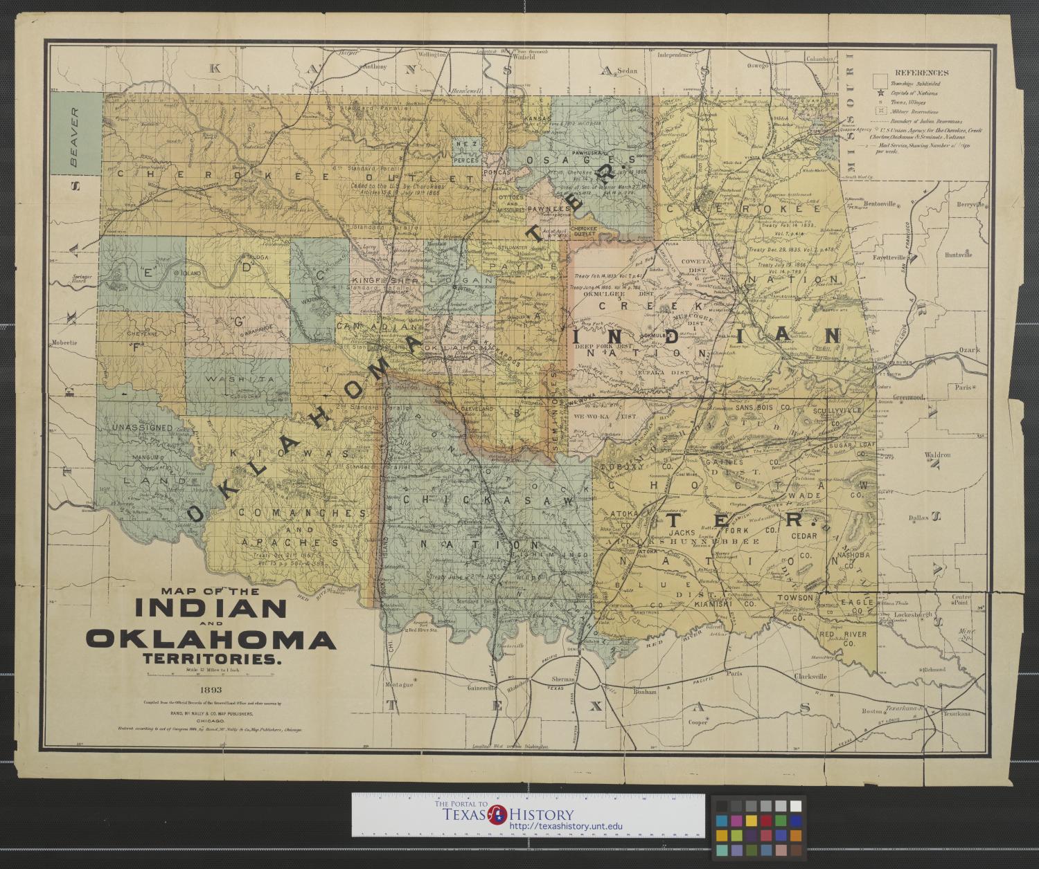 Map of the Indian and Oklahoma territories, 1893. The Portal to Texas
