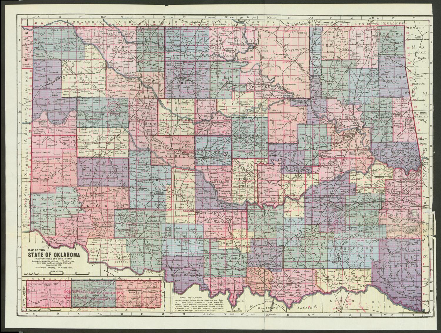 Map of the State of Oklahoma The Portal to Texas History