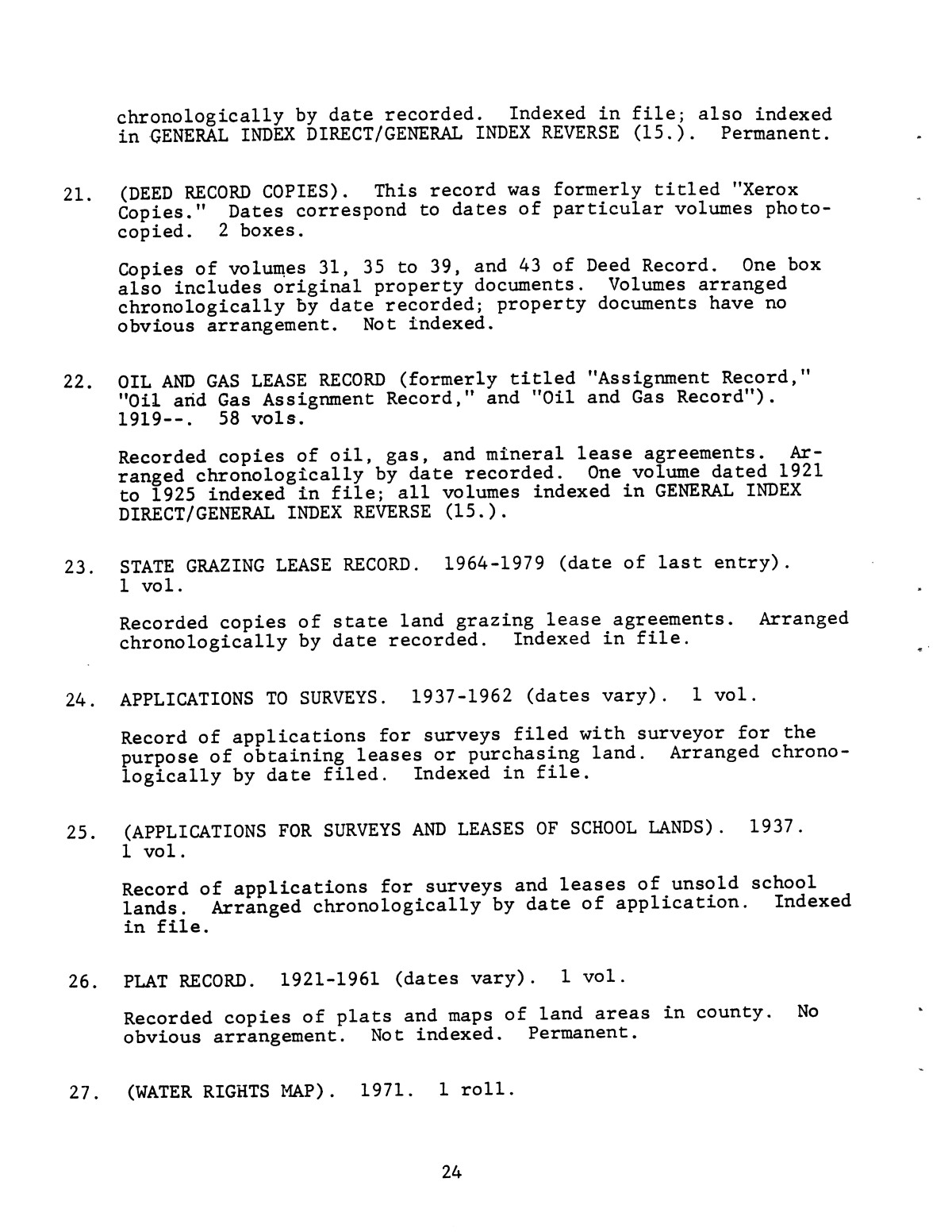 Inventory of county records, Loving County Courthouse, Mentone, Texas