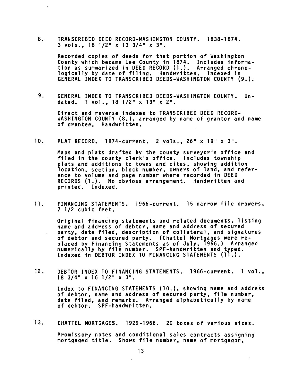 Inventory of county records, Lee County Courthouse, Giddings, Texas