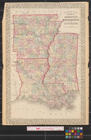 Map Of Arkansas And Louisiana County Map Of The States Of Arkansas, Mississippi And Louisiana. - The Portal To Texas History
