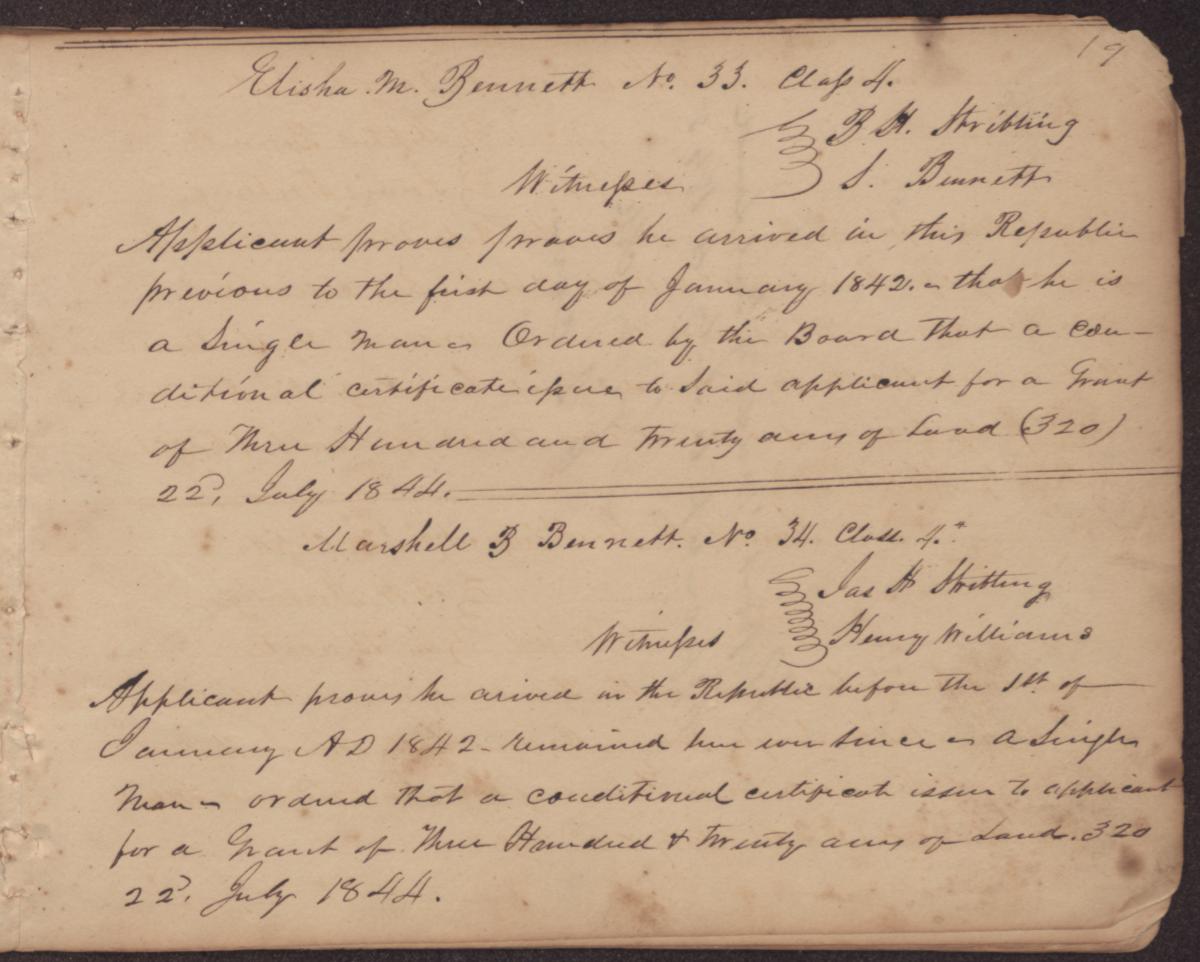 [Record Book of Conditional Land Grants for Washington County, 18411844] Page 21 of 36 The