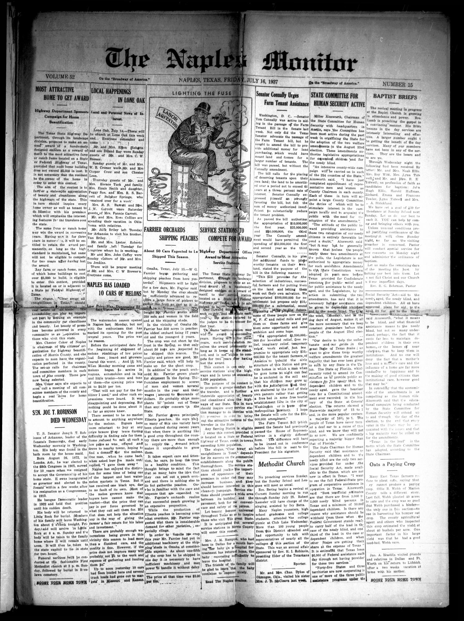 The Naples Monitor (Naples, Tex.), Vol. 52, No. 15, Ed. 1 Friday, July