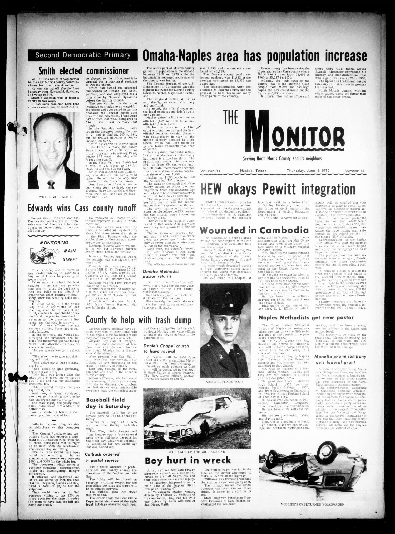 The Naples Monitor (Naples, Tex.), Vol. 83, No. 44, Ed. 1 Thursday