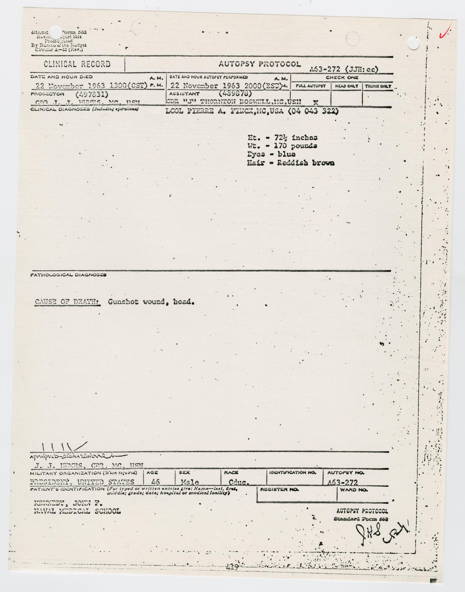 [Autopsy Report for John F. Kennedy] The Portal to Texas History