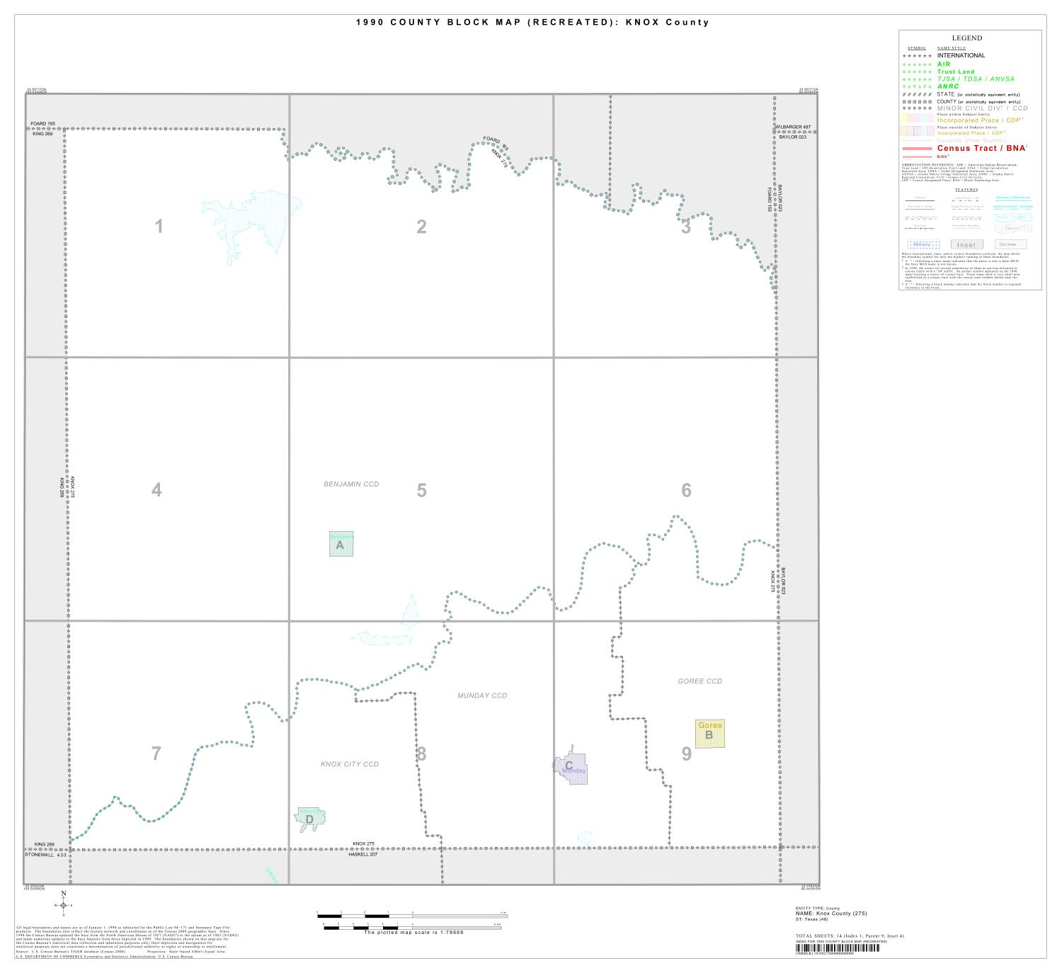 1990 Census County Block Map (Recreated) Knox County, Index Side 1