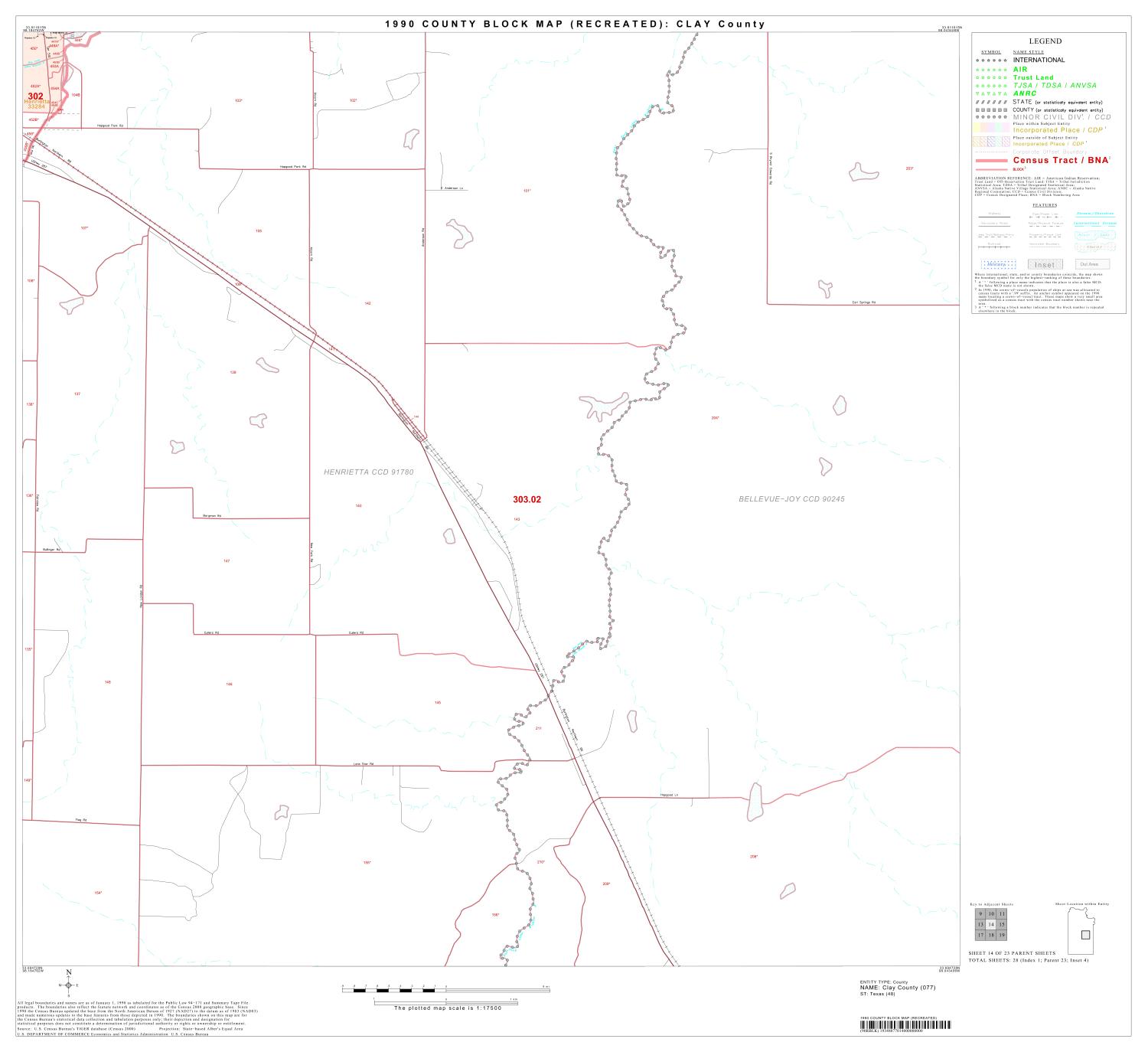 1990 Census County Block Map (Recreated) Clay County, Block 14 The