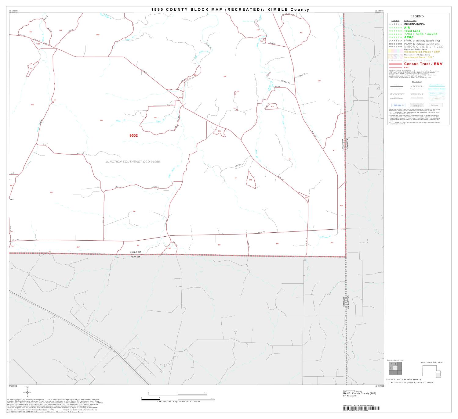 1990 Census County Block Map (Recreated) Kimble County, Block 12 The