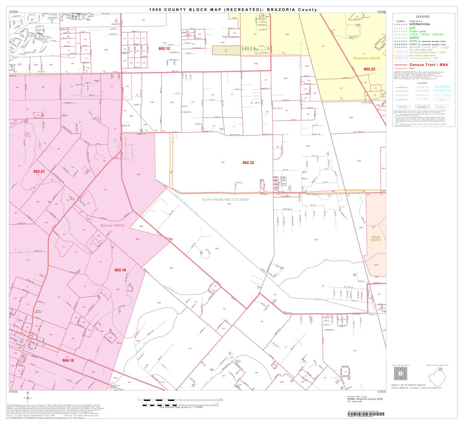 1990 Census County Block Map (Recreated) Brazoria County, Block 5