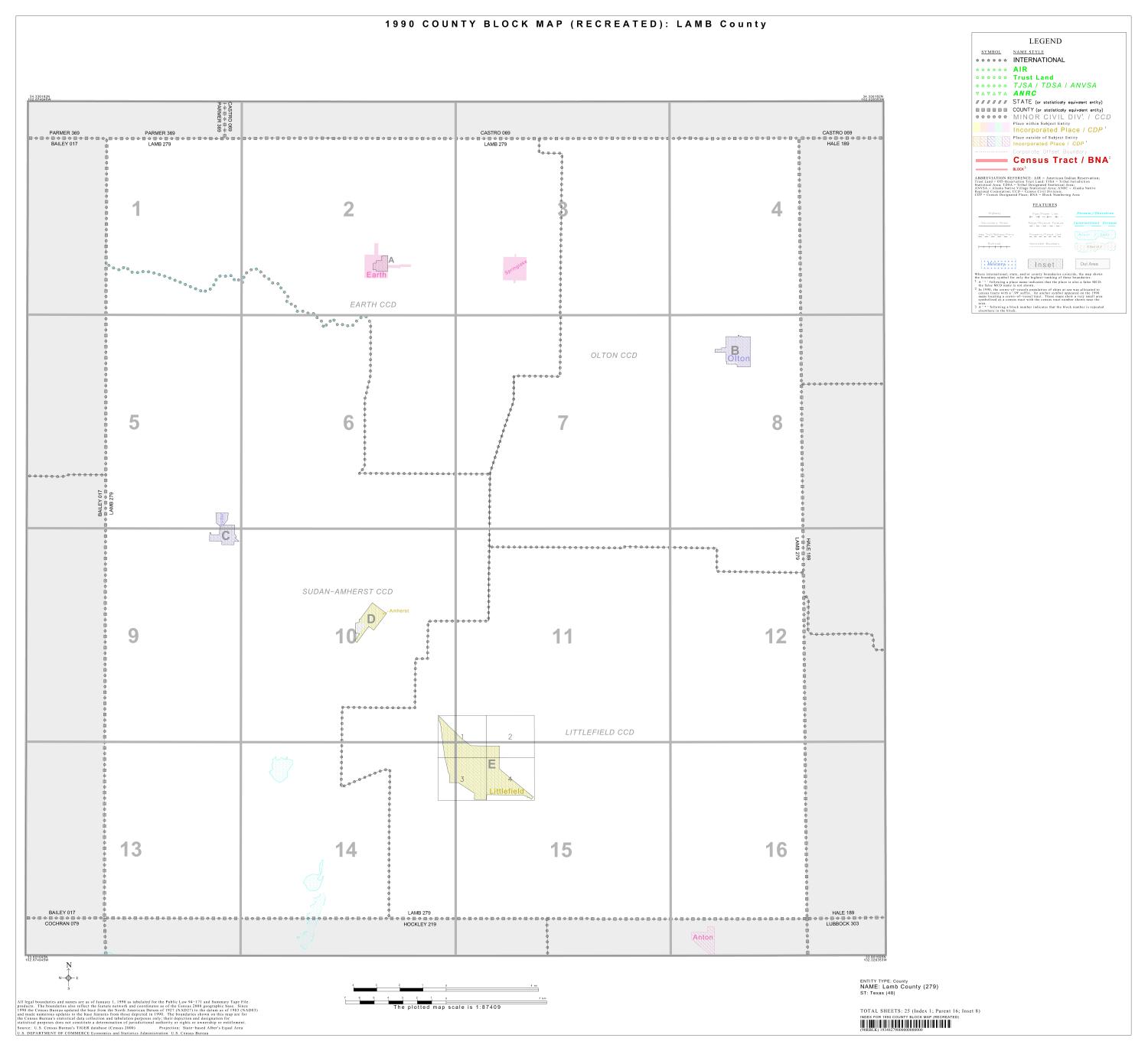 1990 Census County Block Map (Recreated) Lamb County, Index The