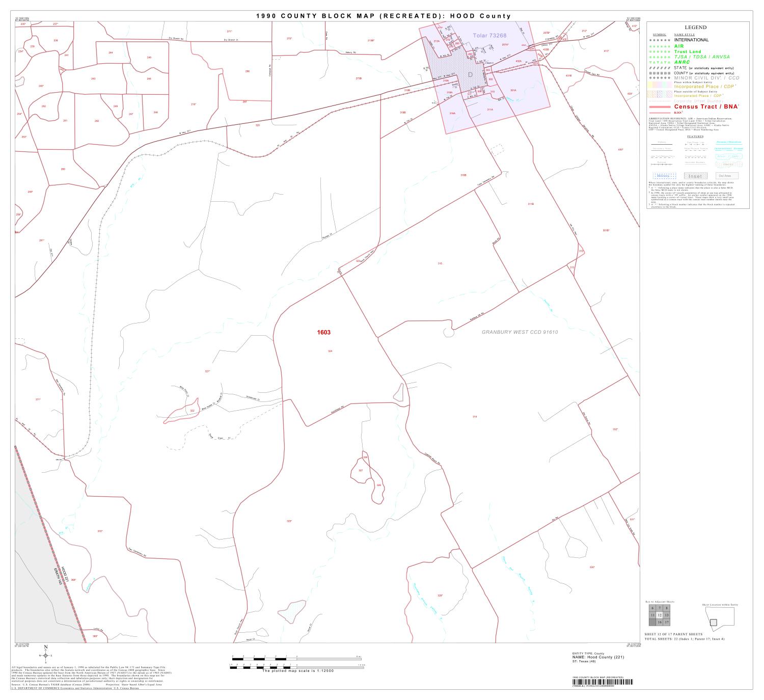 1990 Census County Block Map (Recreated) Hood County, Block 12 Side