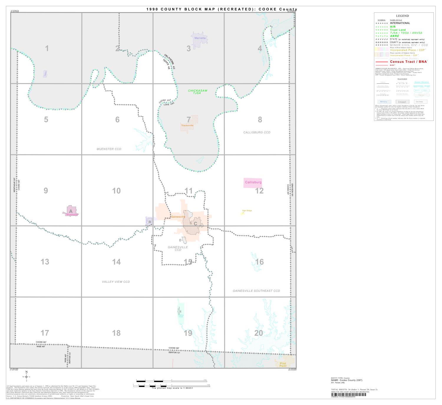 1990 Census County Block Map (Recreated) Cooke County, Index Side 1