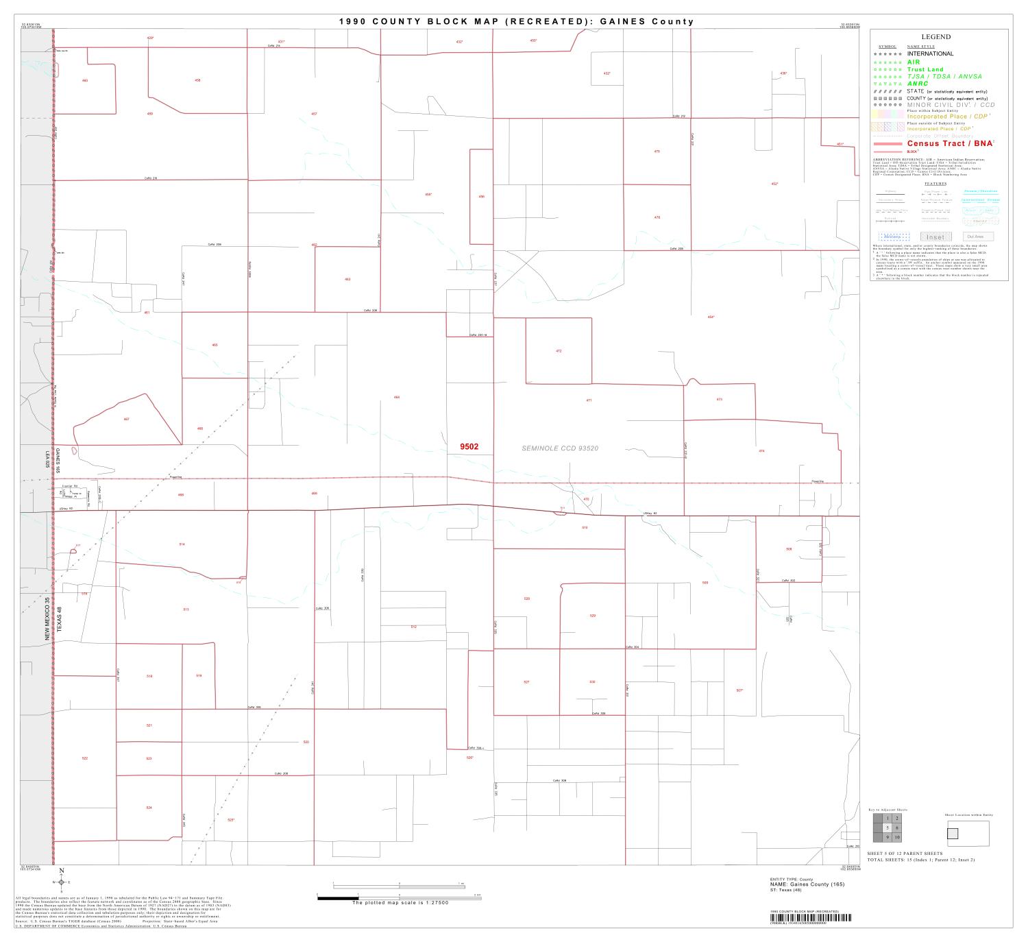 1990 Census County Block Map (Recreated) Gaines County, Block 5 Side