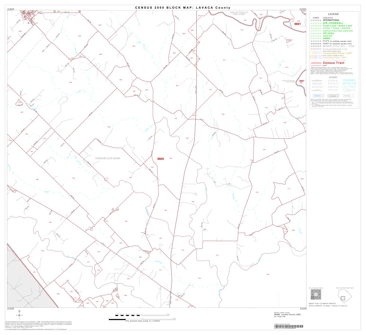 2000 Census County Block Map Lavaca County, Block 9 The Portal to