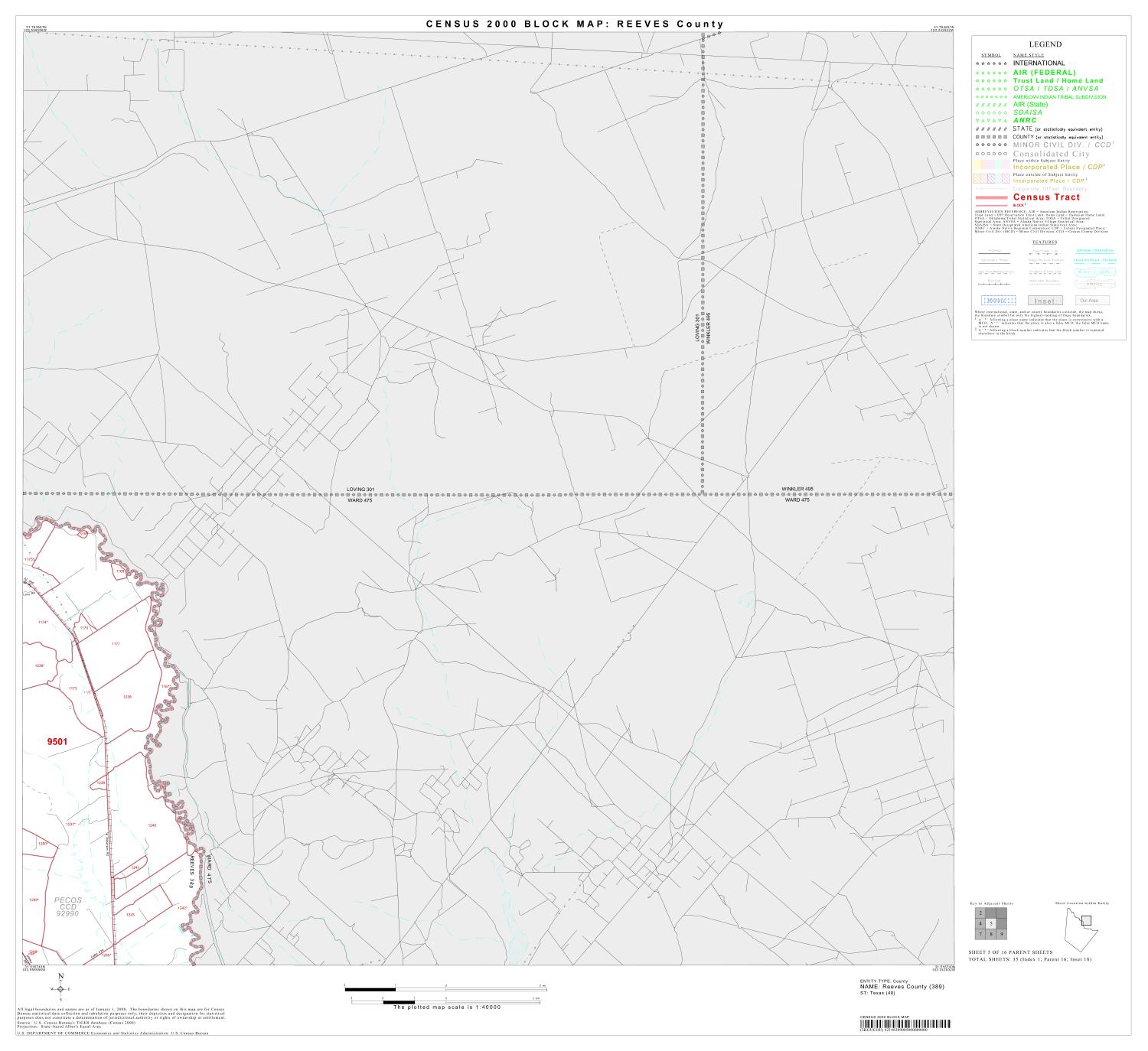 2000 Census County Block Map Reeves County, Block 5 The Portal to