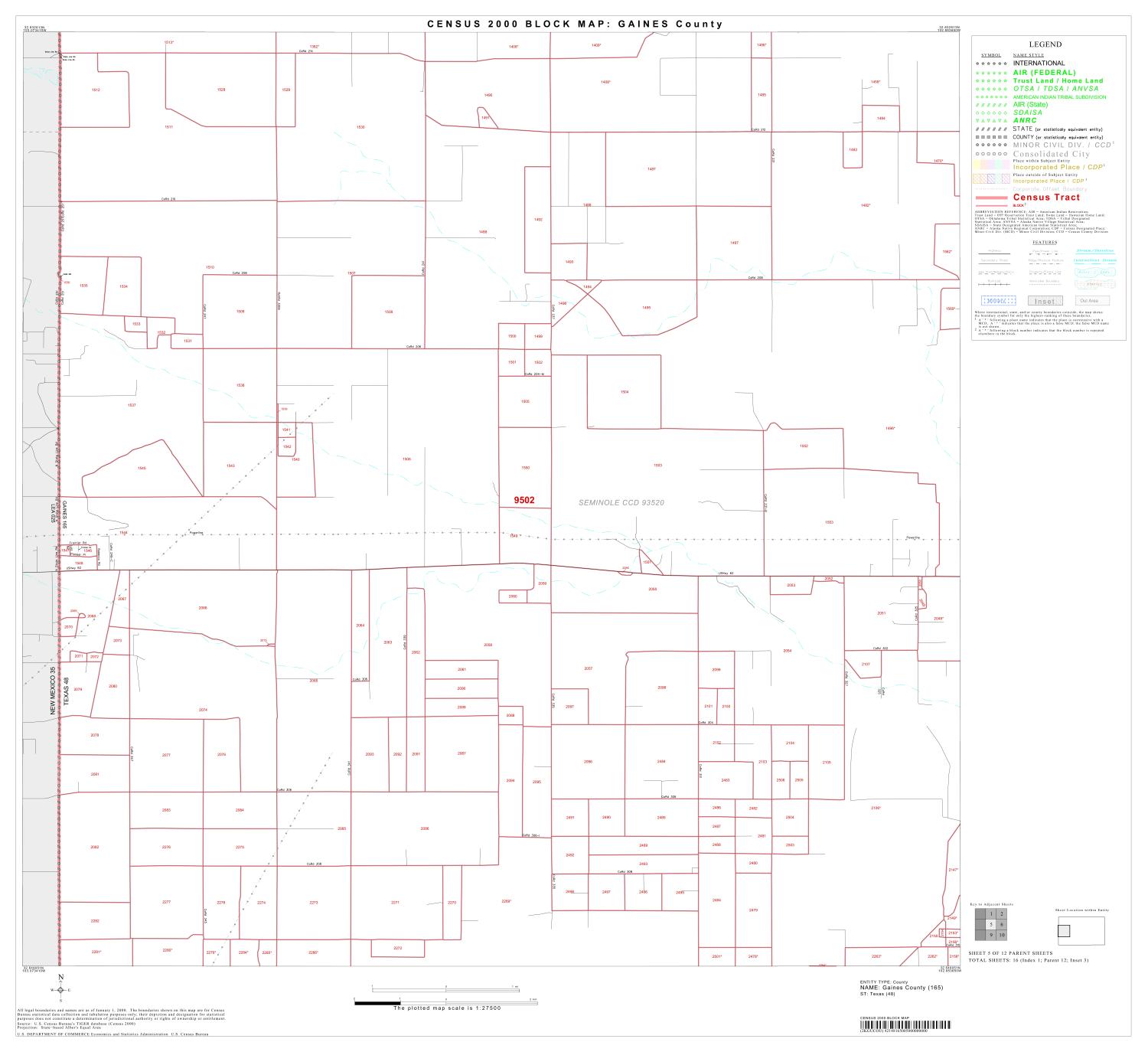 2000 Census County Block Map Gaines County, Block 5 Side 1 of 1