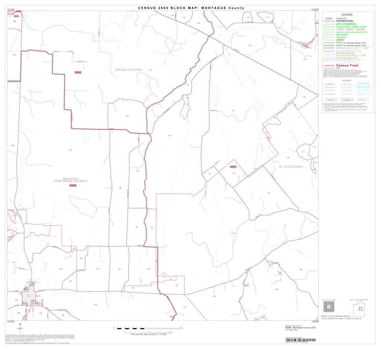 2000 Census County Block Map Montague County, Block 11 Side 1 of 1